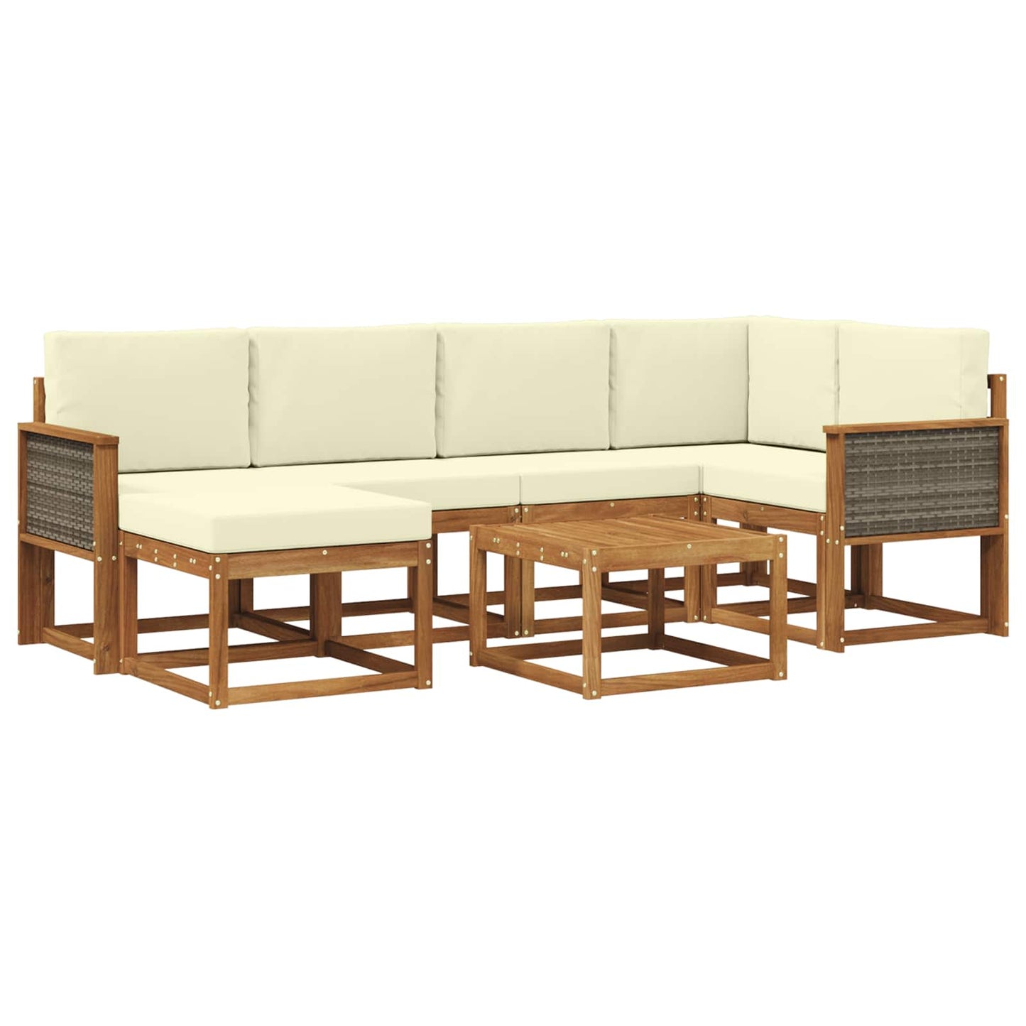 vidaXL Σειρά Καναπέ Εξωτερικού με μαξιλάρι 7 pcs Φυσικό και Κρέμα