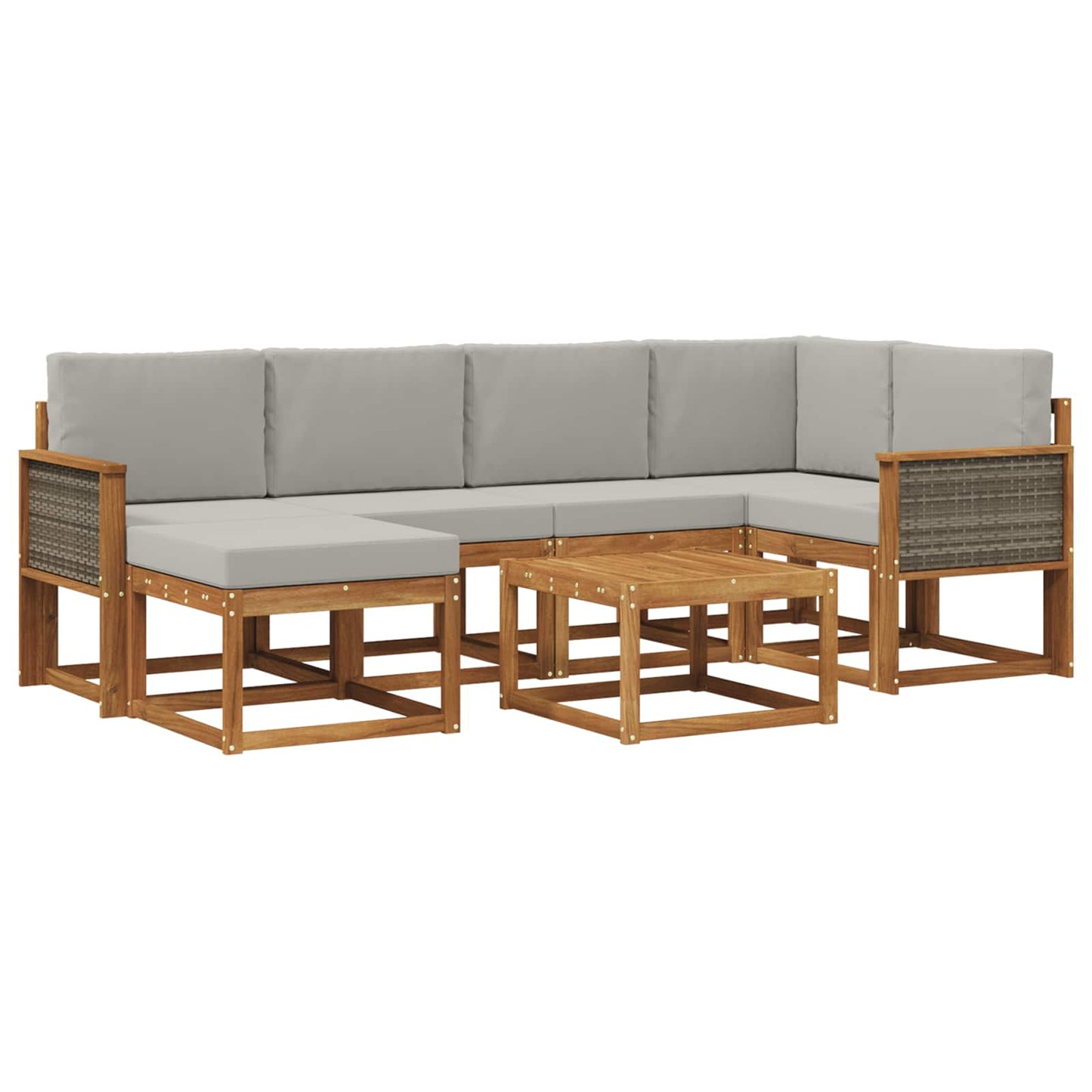 vidaXL Σειρά Καναπέ Εξωτερικού 7 pcs Φυσικό και Ανοιχτό Γκρι