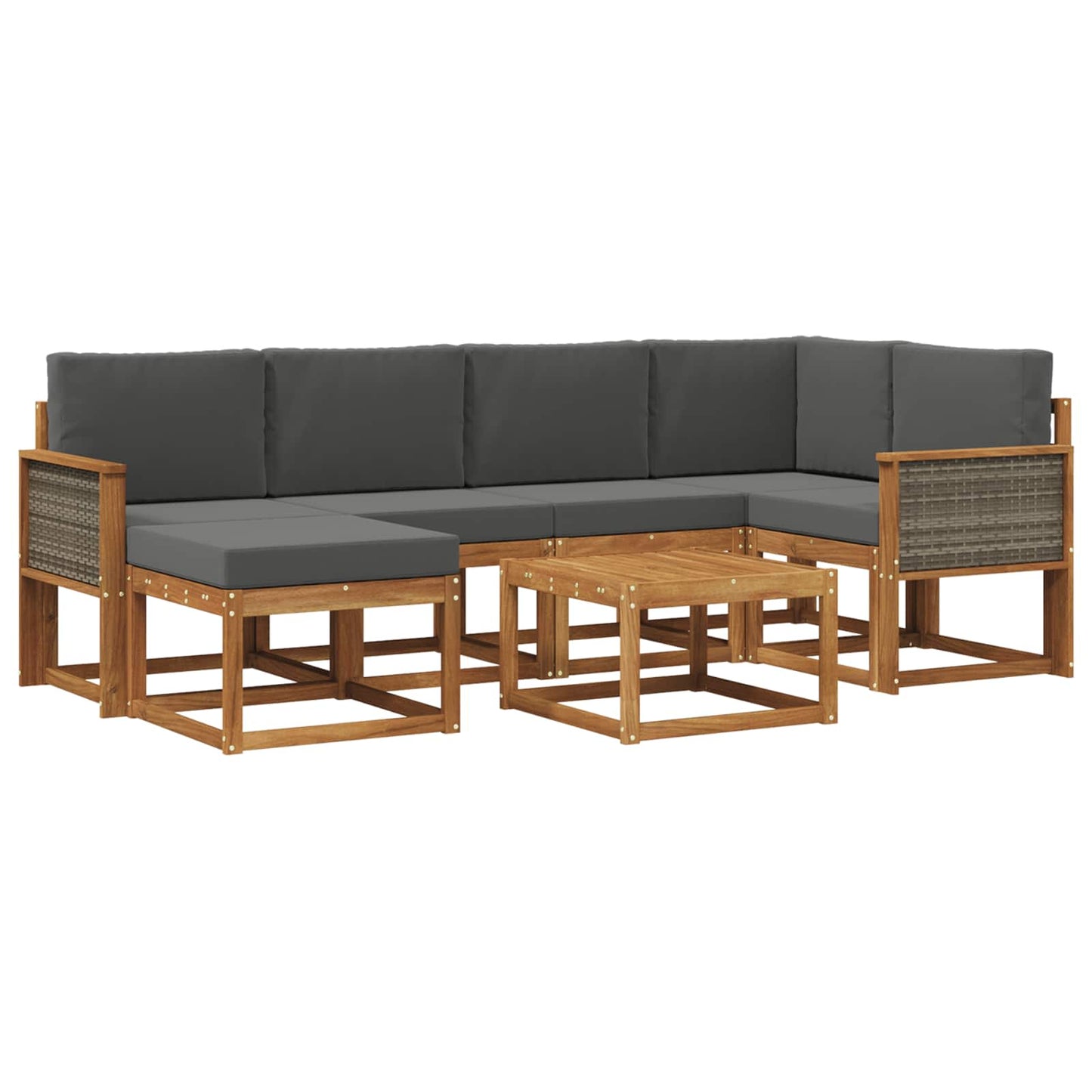 vidaXL Σειρά Καναπέ Εξωτερικού με μαξιλάρι 7 pcs Φυσικό και Ανθρακί