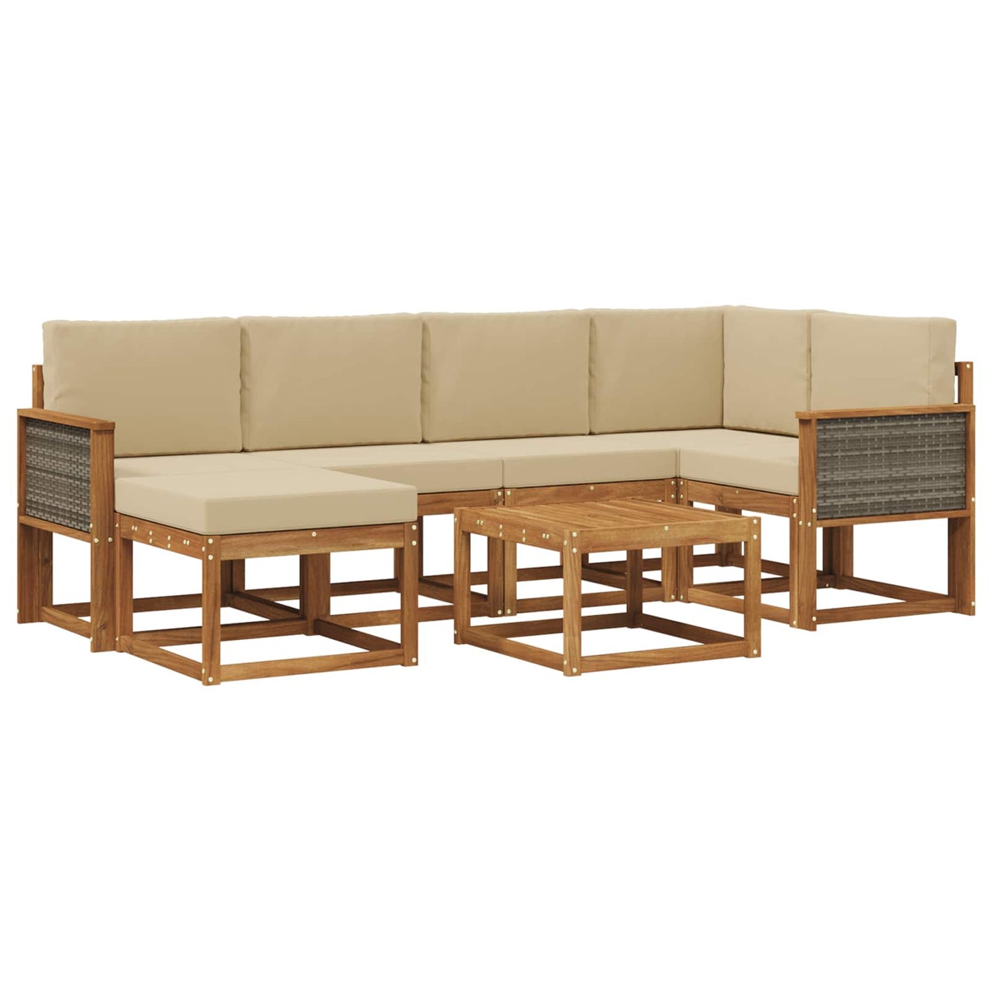 vidaXL Σειρά Καναπέ Εξωτερικού με μαξιλάρι 7 pcs Φυσικό και Μπεζ