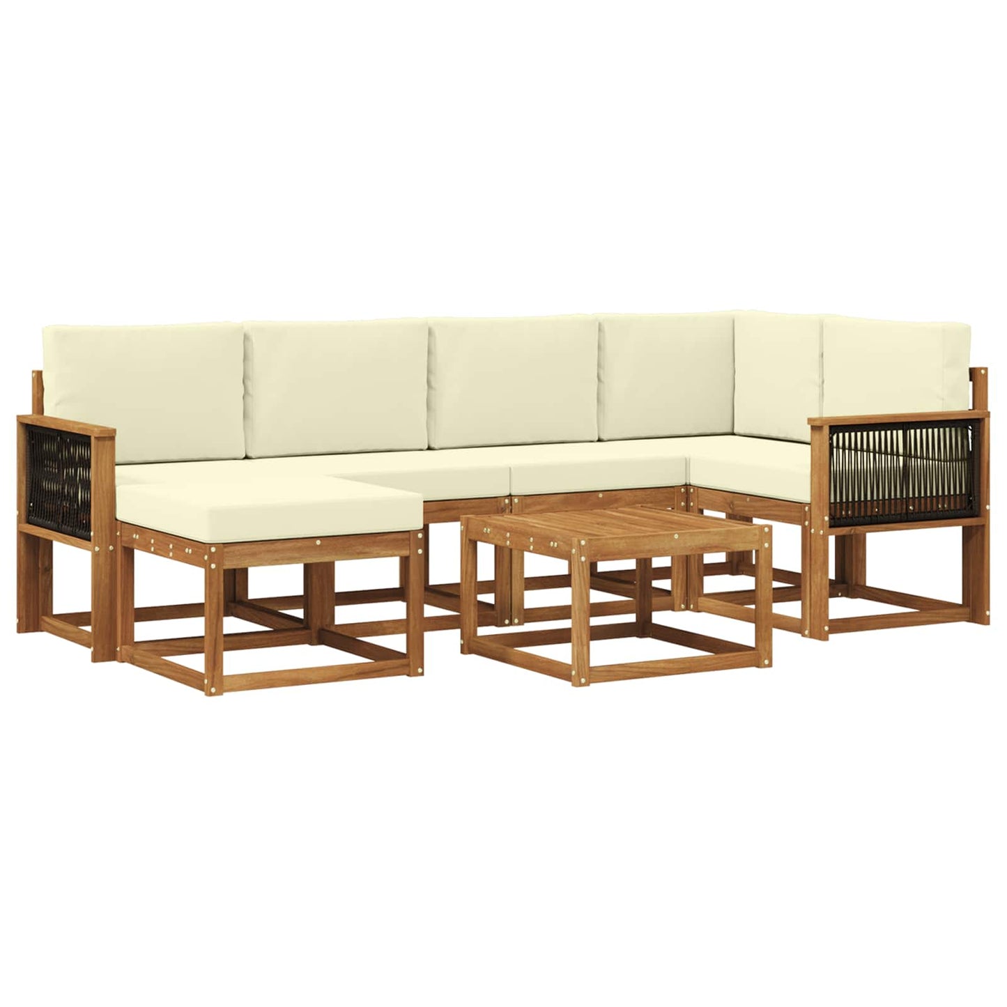 vidaXL Σειρά Καναπέ Εξωτερικού με μαξιλάρι 7 pcs Φυσικό και Κρέμα