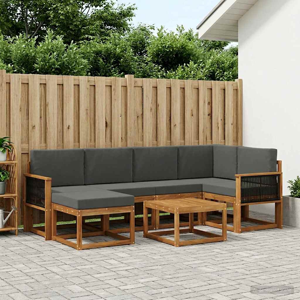 vidaXL Σειρά Καναπέ Εξωτερικού με μαξιλάρι 7 pcs Φυσικό και Ανθρακί