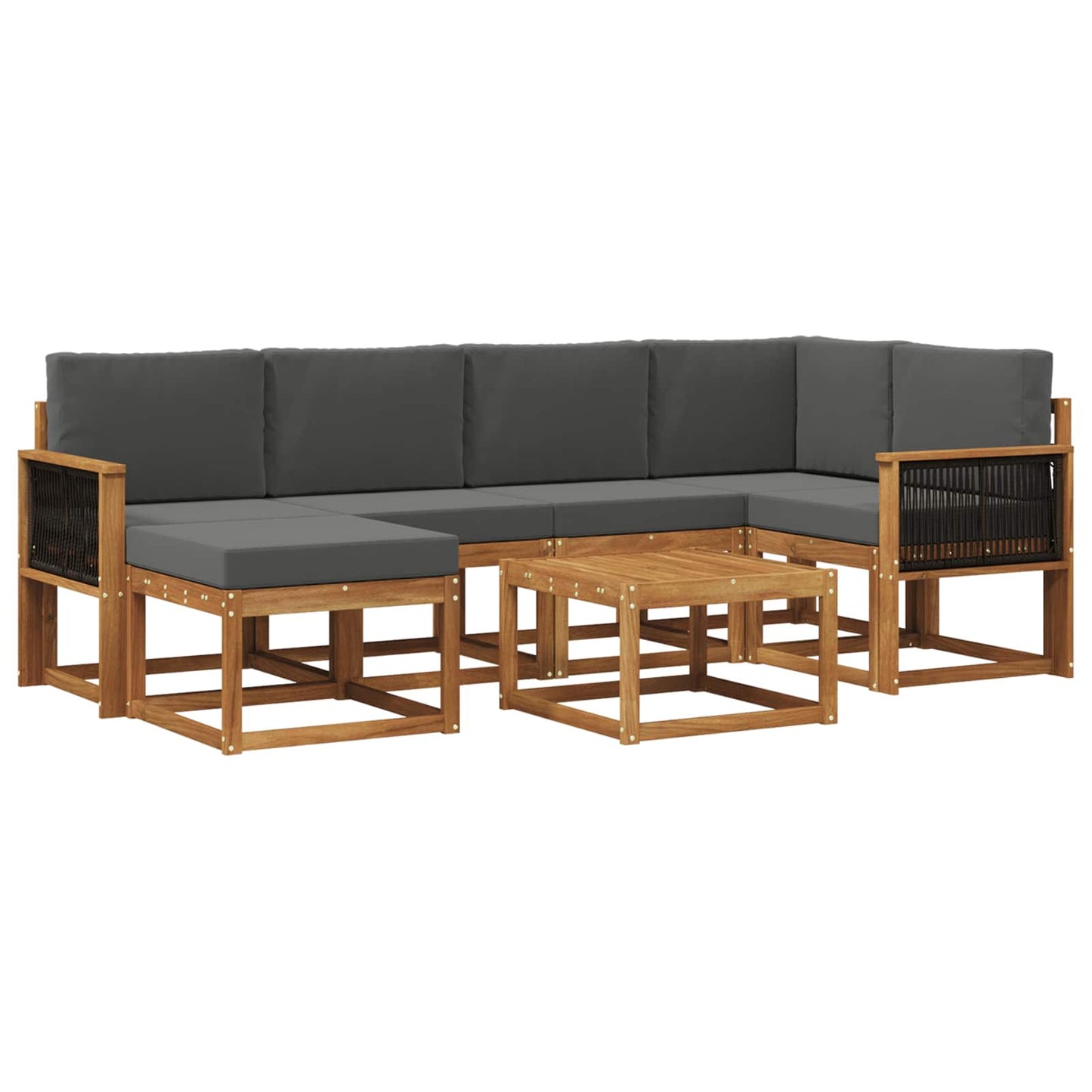 vidaXL Σειρά Καναπέ Εξωτερικού με μαξιλάρι 7 pcs Φυσικό και Ανθρακί