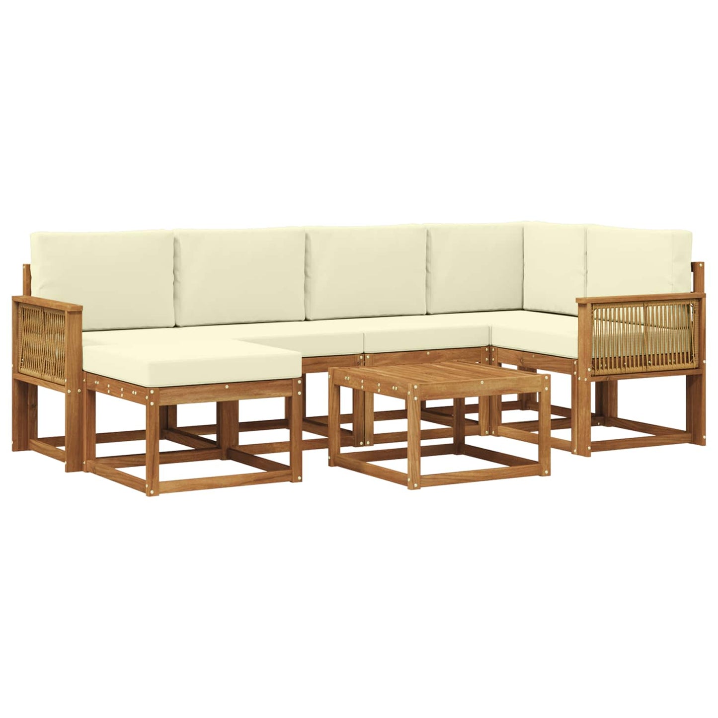 vidaXL Σειρά Καναπέ Εξωτερικού με μαξιλάρι 7 pcs Φυσικό και Κρέμα