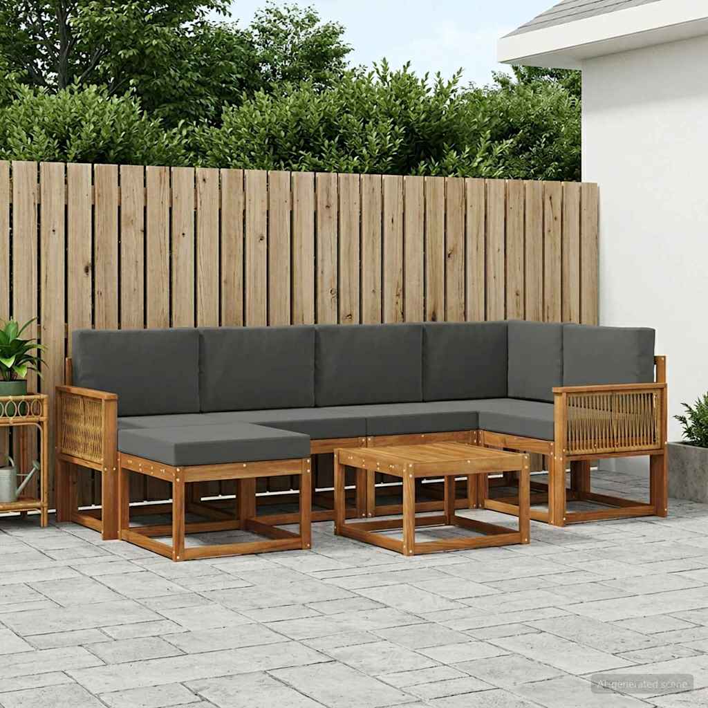 vidaXL Σειρά Καναπέ Εξωτερικού με μαξιλάρι 7 pcs Φυσικό και Ανθρακί