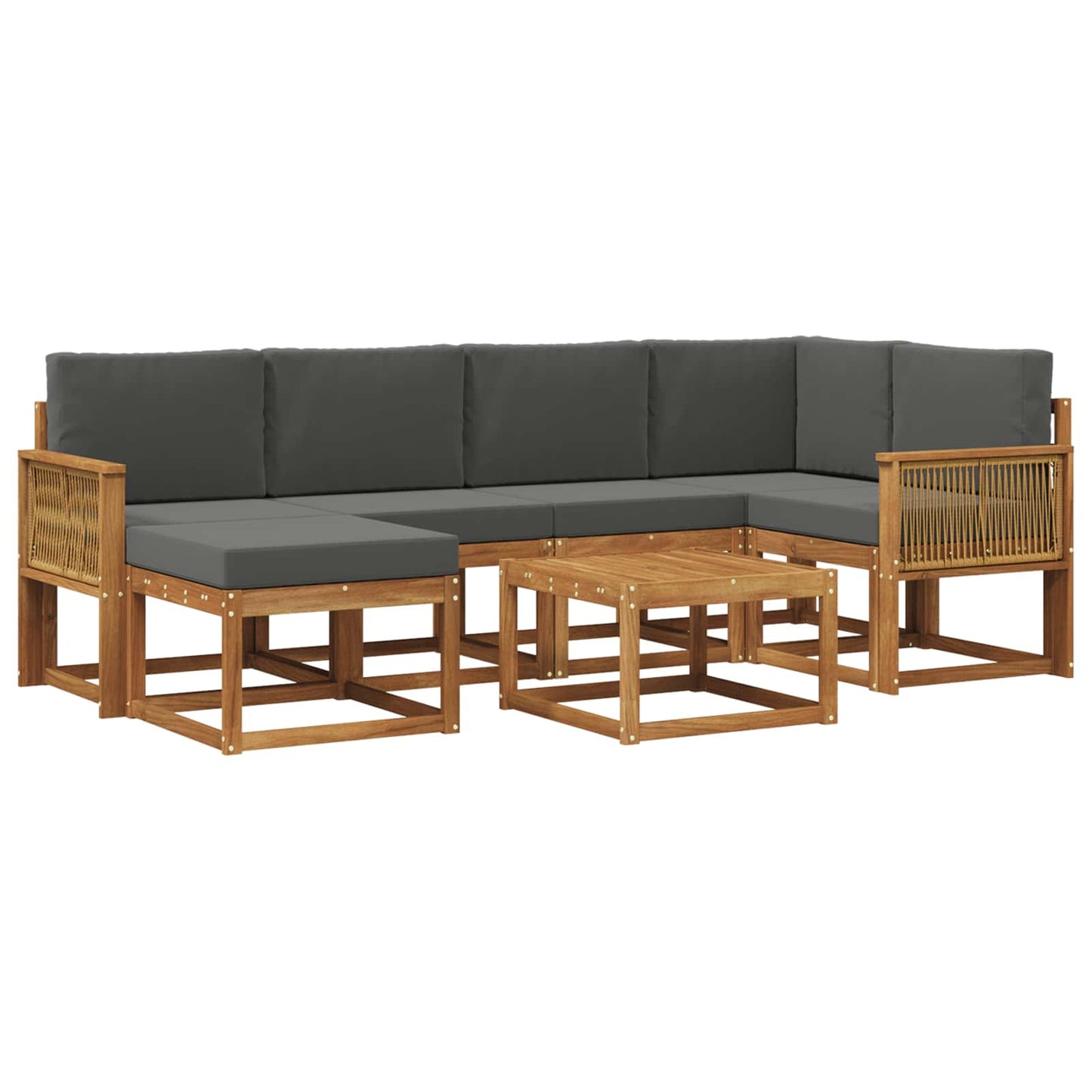 vidaXL Σειρά Καναπέ Εξωτερικού με μαξιλάρι 7 pcs Φυσικό και Ανθρακί