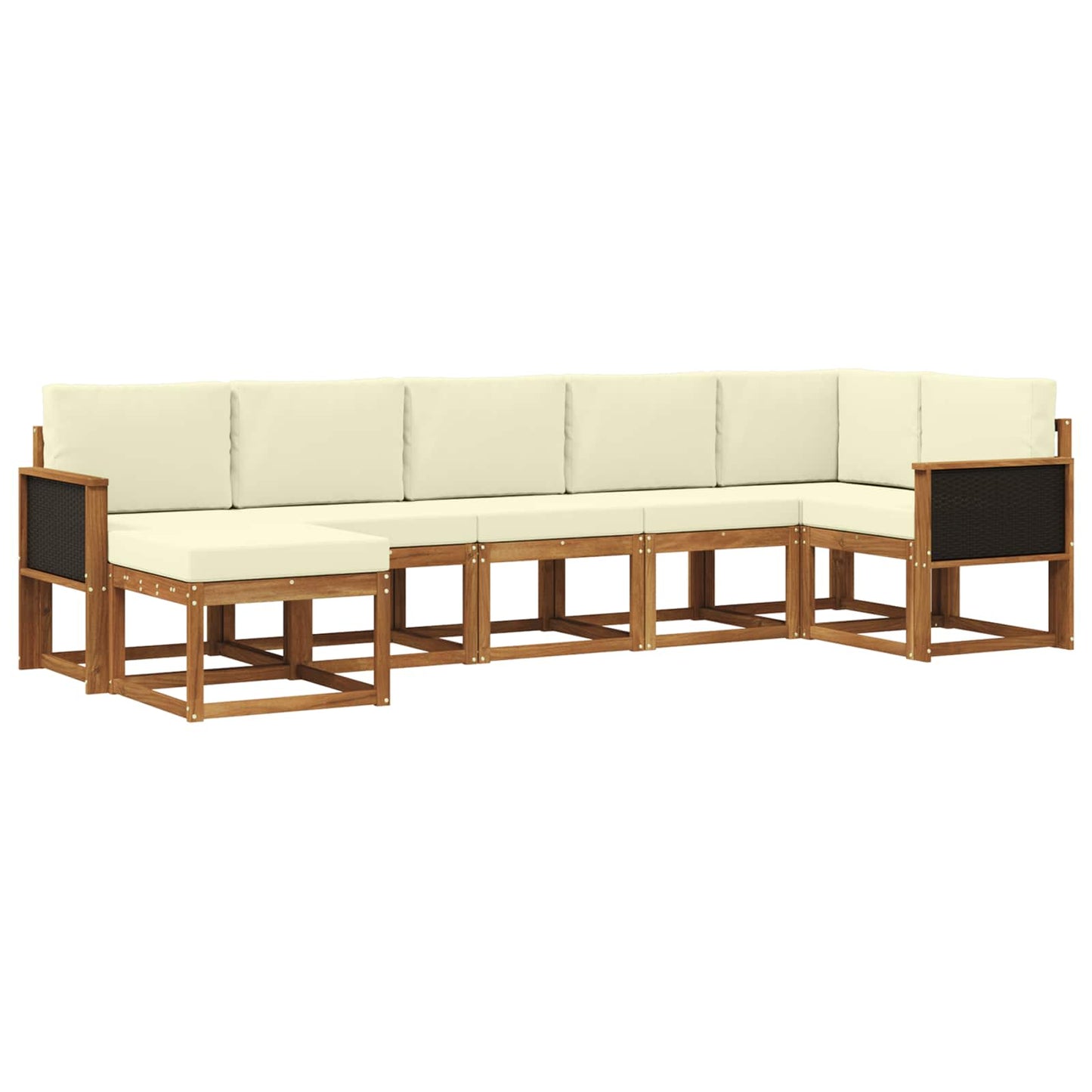 vidaXL Σειρά Καναπέ Εξωτερικού 7 pcs Φυσικό και Κρέμα Πολυεστέρας