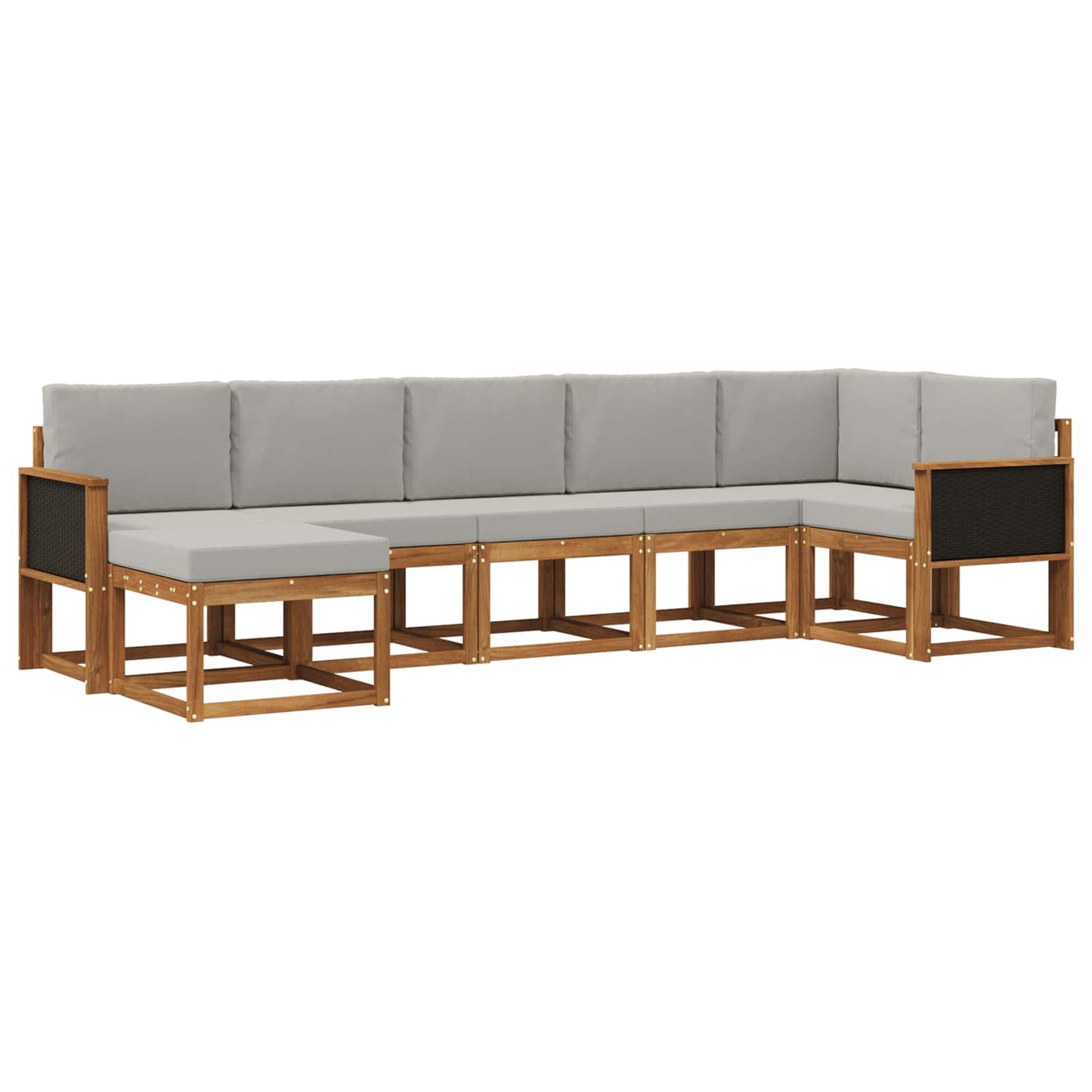 vidaXL Σειρά Καναπέ Εξωτερικού 7 pcs Φυσικό και Ανοιχτό Γκρι