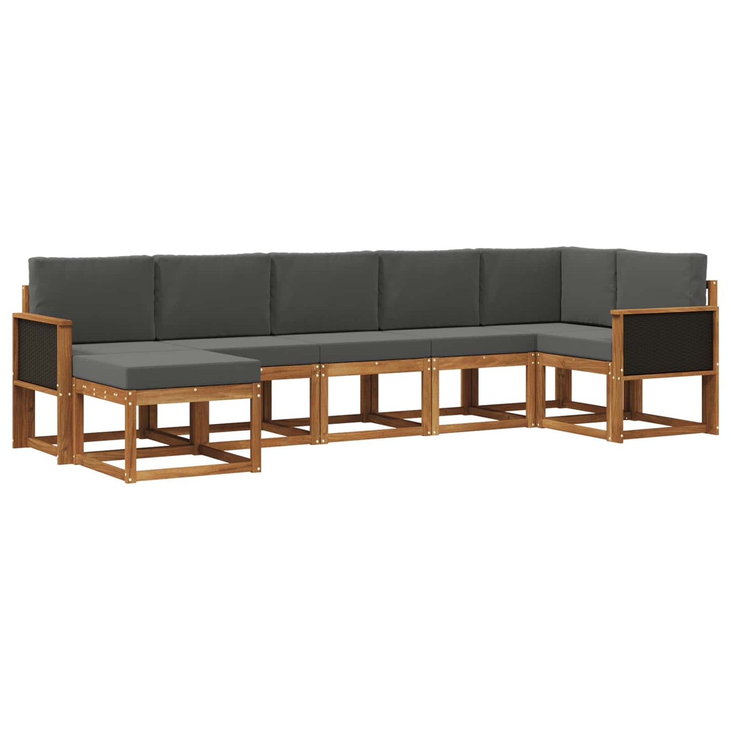 vidaXL Σειρά Καναπέ Εξωτερικού 7 pcs Φυσικό και Ανθρακί Πολυεστέρας