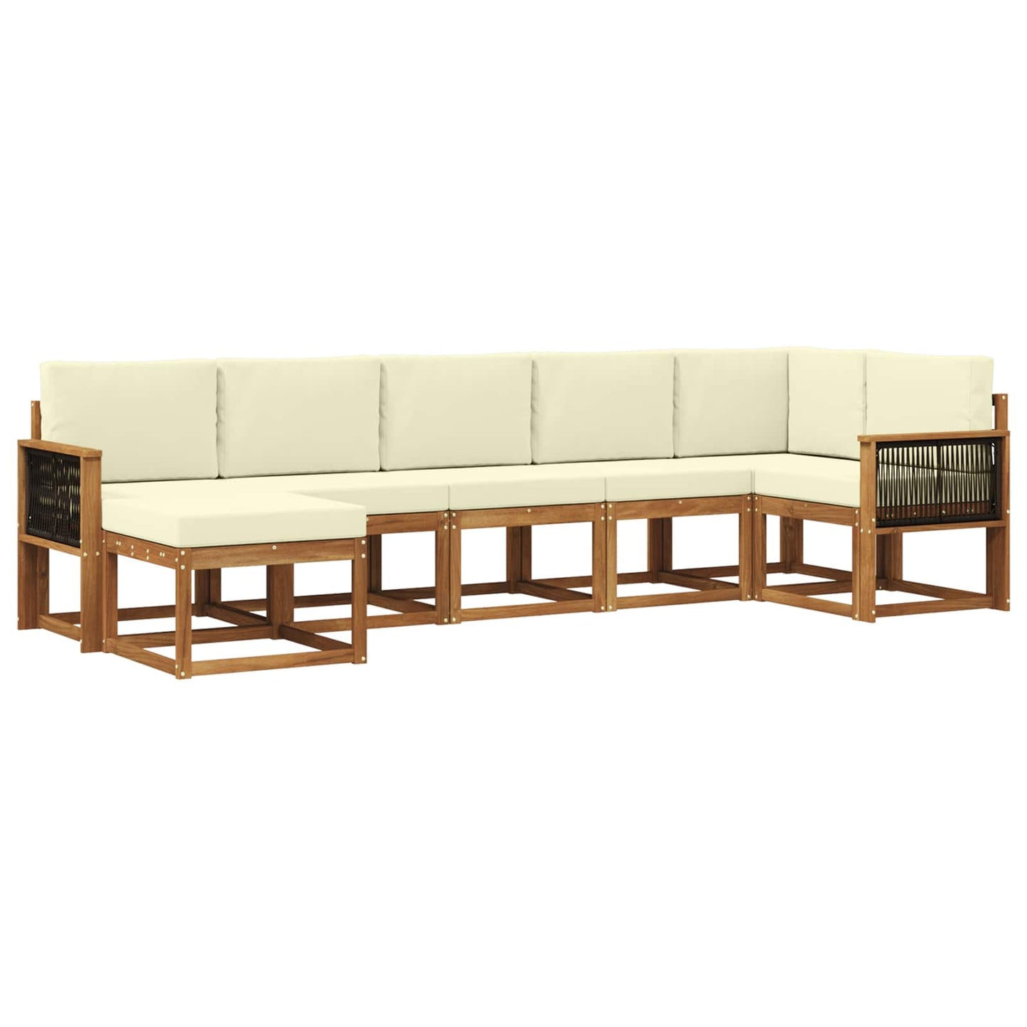 vidaXL Σειρά Καναπέ Εξωτερικού 7 pcs Φυσικό και Κρέμα Πολυεστέρας