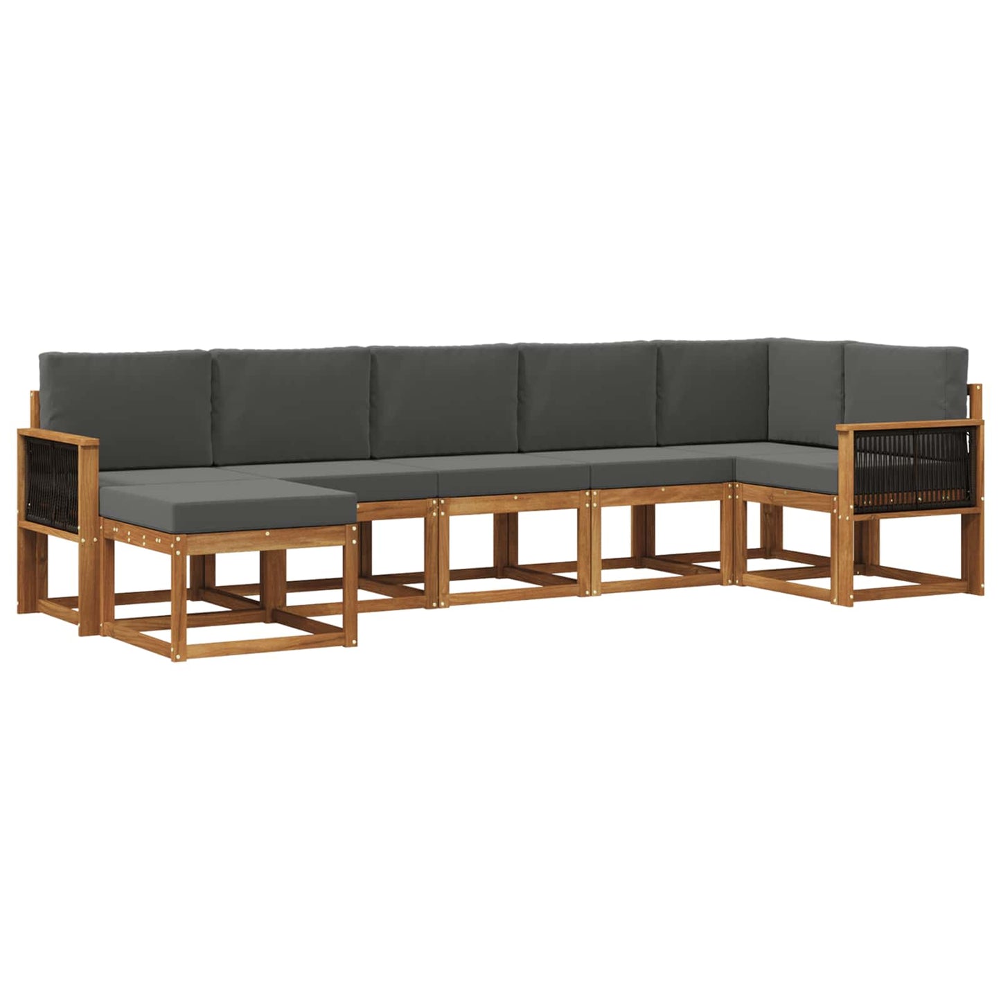 vidaXL Σειρά Καναπέ Εξωτερικού 7 pcs Φυσικό και Ανθρακί Πολυεστέρας