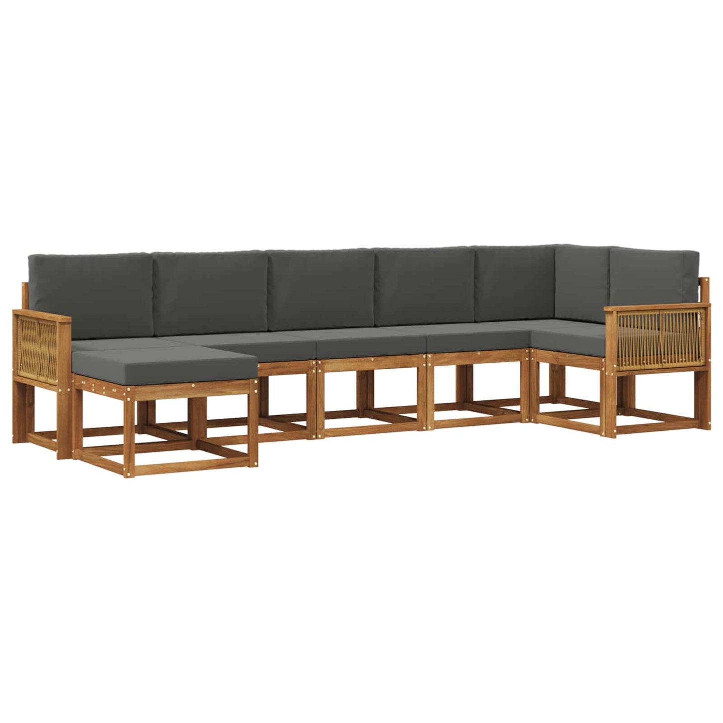 vidaXL Σειρά Καναπέ Εξωτερικού 7 pcs Φυσικό και Ανθρακί Πολυεστέρας