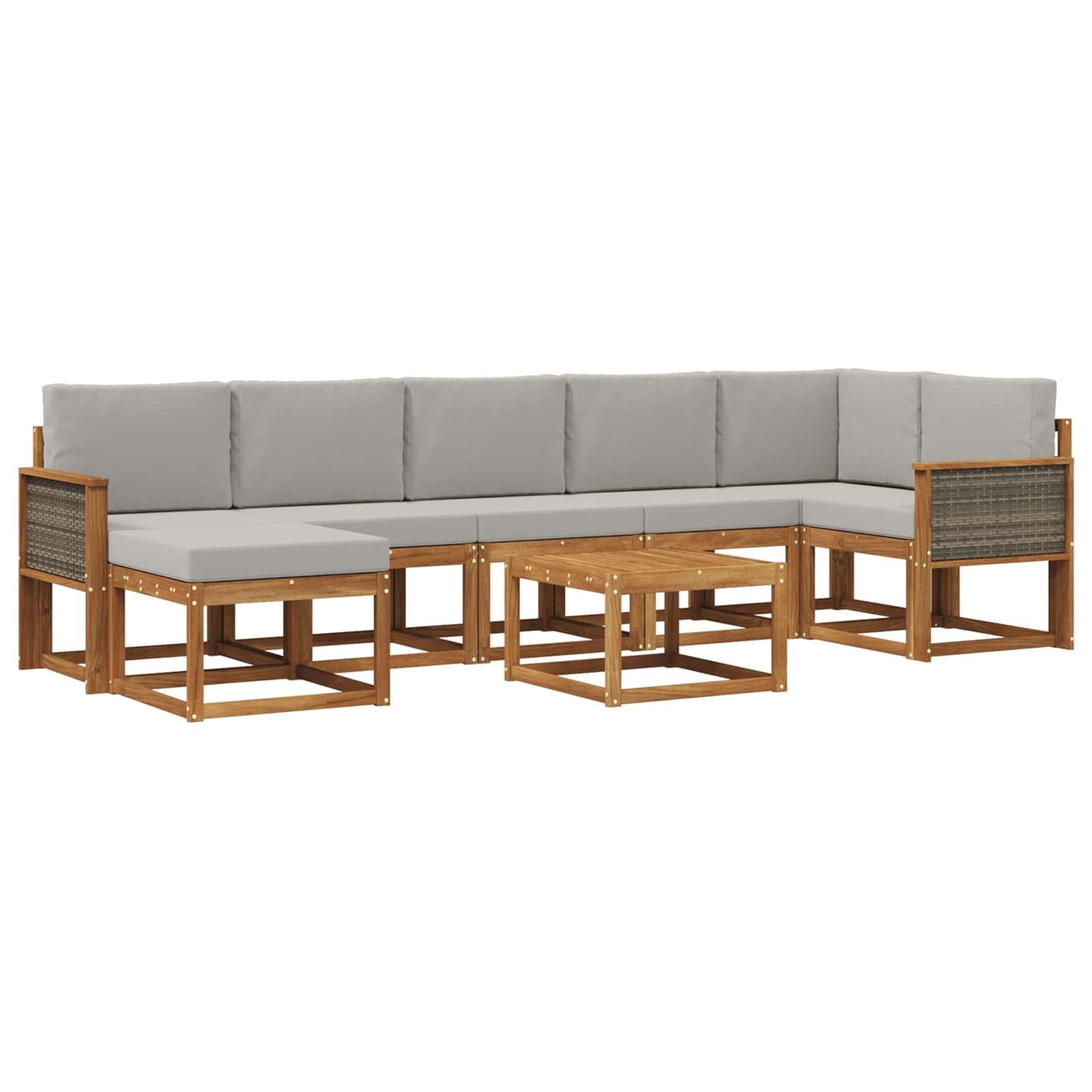 vidaXL Σειρά Καναπέ Εξωτερικού 8 pcs Φυσικό και Ανοιχτό Γκρι