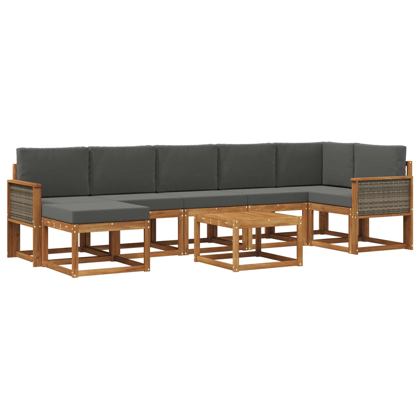 vidaXL Σειρά Καναπέ Εξωτερικού 8 pcs Φυσικό και Ανθρακί Πολυεστέρας