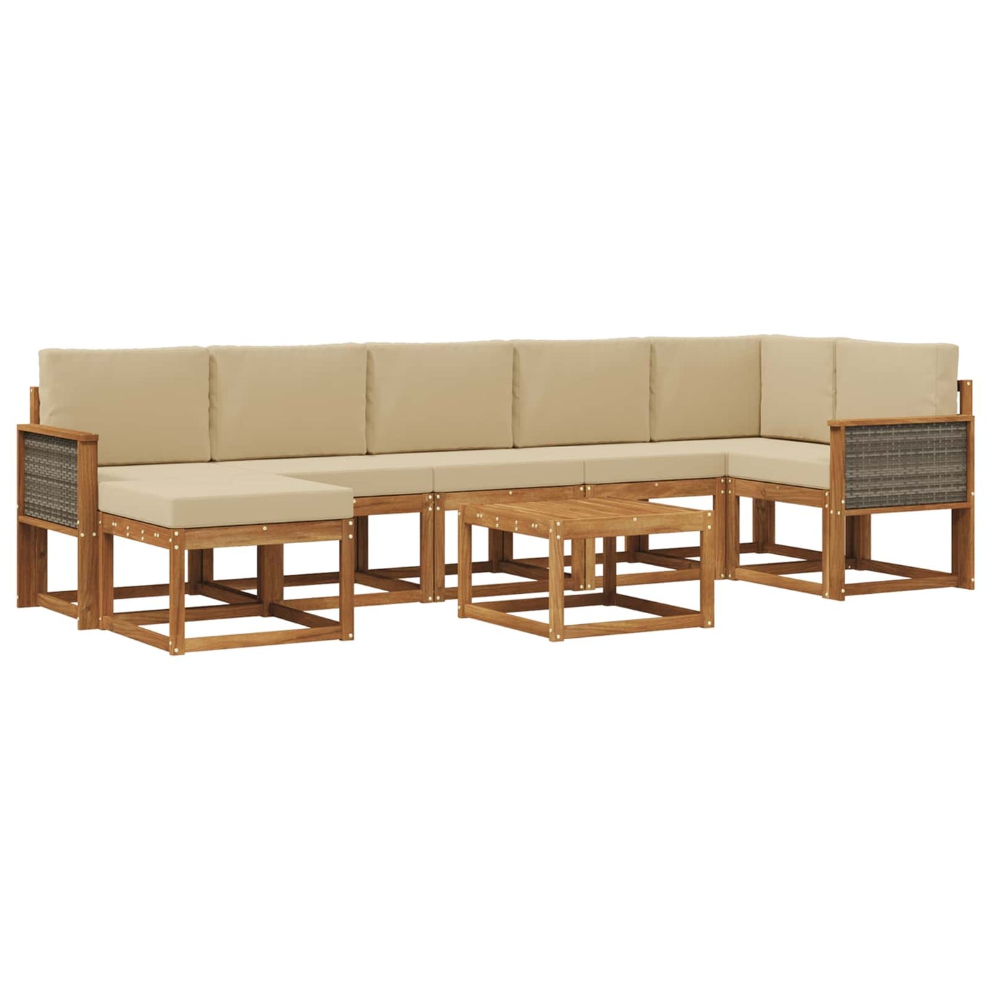 vidaXL Σειρά Καναπέ Εξωτερικού 8 pcs Φυσικό και Μπεζ Πολυεστέρας
