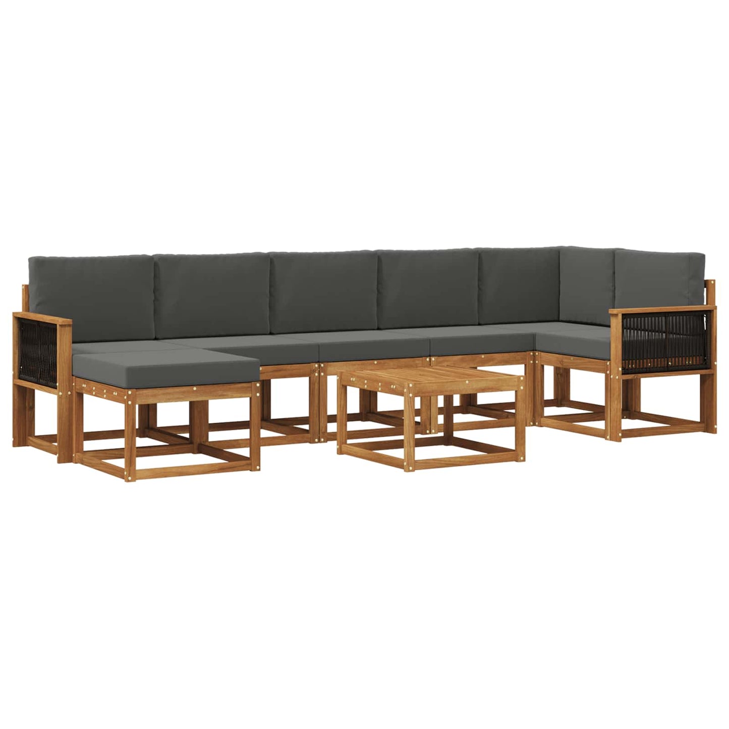 vidaXL Σειρά Καναπέ Εξωτερικού 8 pcs Φυσικό και Ανθρακί Πολυεστέρας