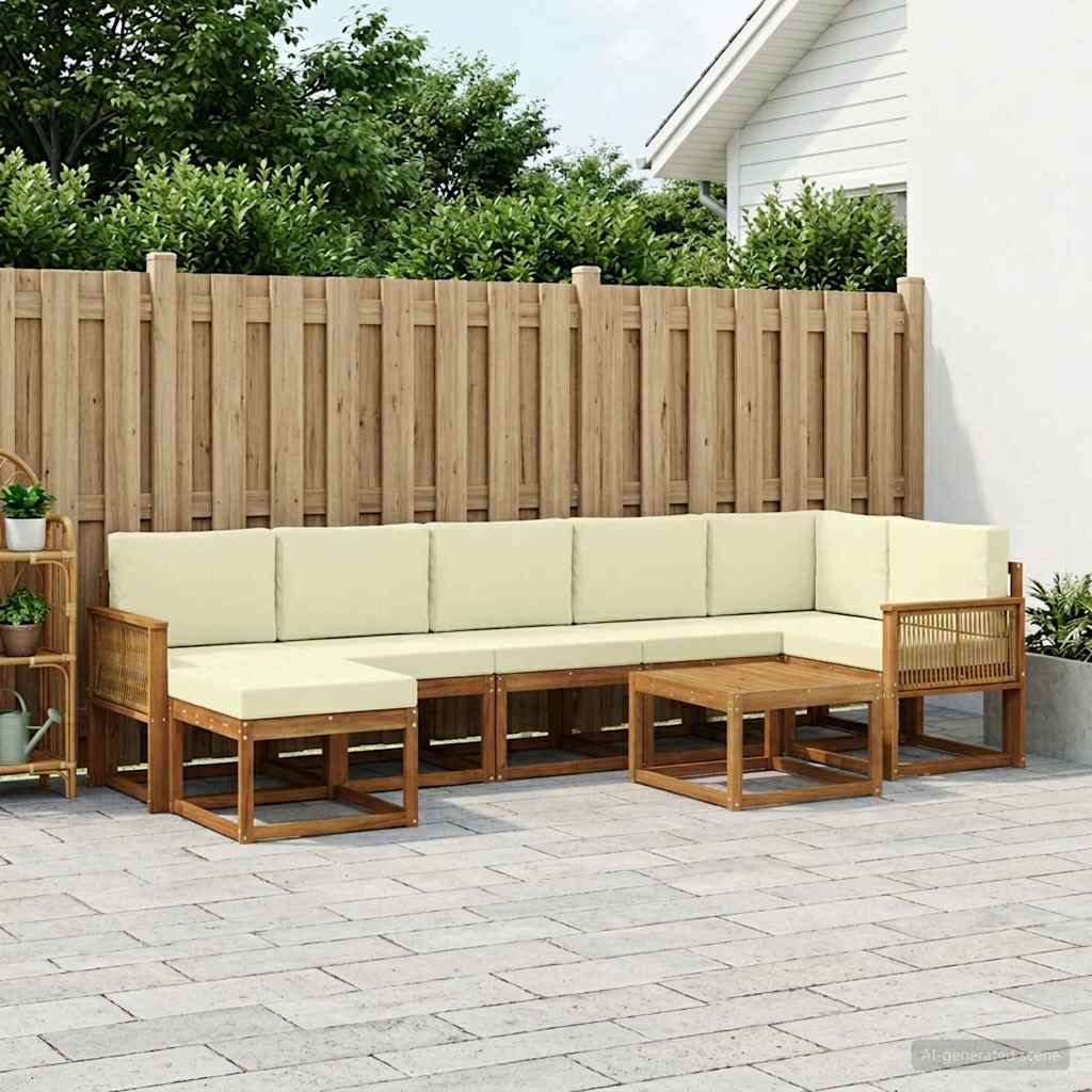 vidaXL Σειρά Καναπέ Εξωτερικού 8 pcs Φυσικό και Κρέμα Πολυεστέρας