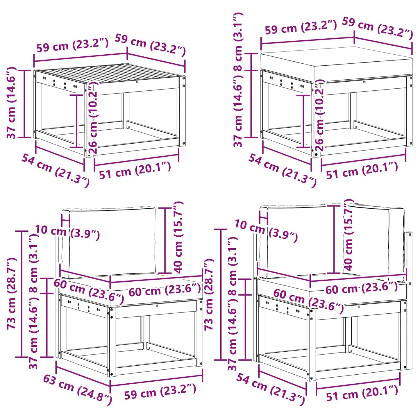 vidaXL Σειρά Καναπέ Εξωτερικού 8 pcs Φυσικό και Κρέμα Πολυεστέρας