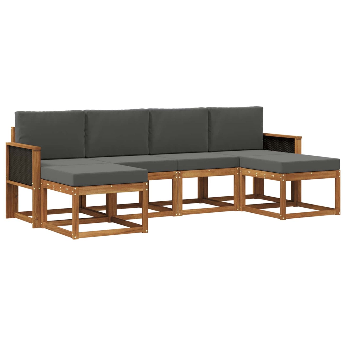vidaXL Σειρά Καναπέ Εξωτερικού 6 pcs Φυσικό και Ανθρακί Πολυεστέρας