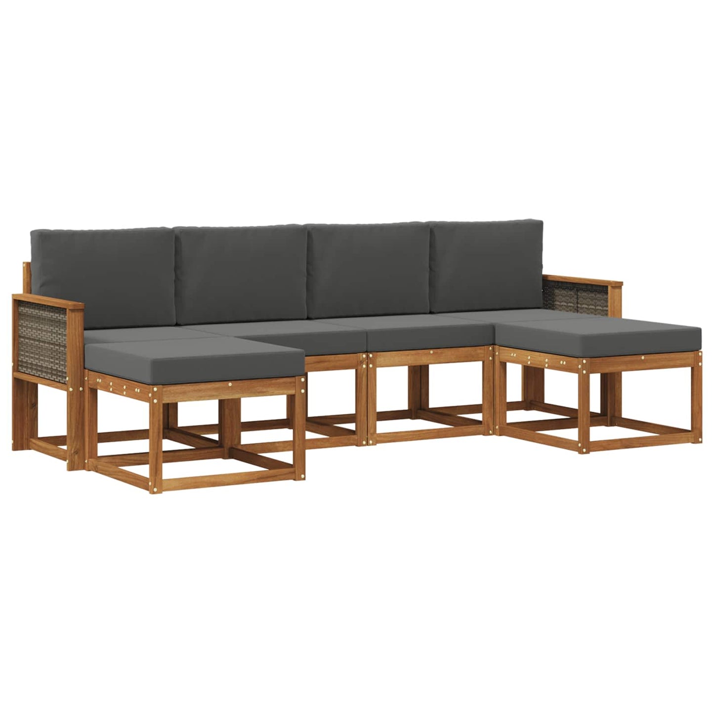 vidaXL Σειρά Καναπέ Εξωτερικού 6 pcs Φυσικό και Ανθρακί Πολυεστέρας