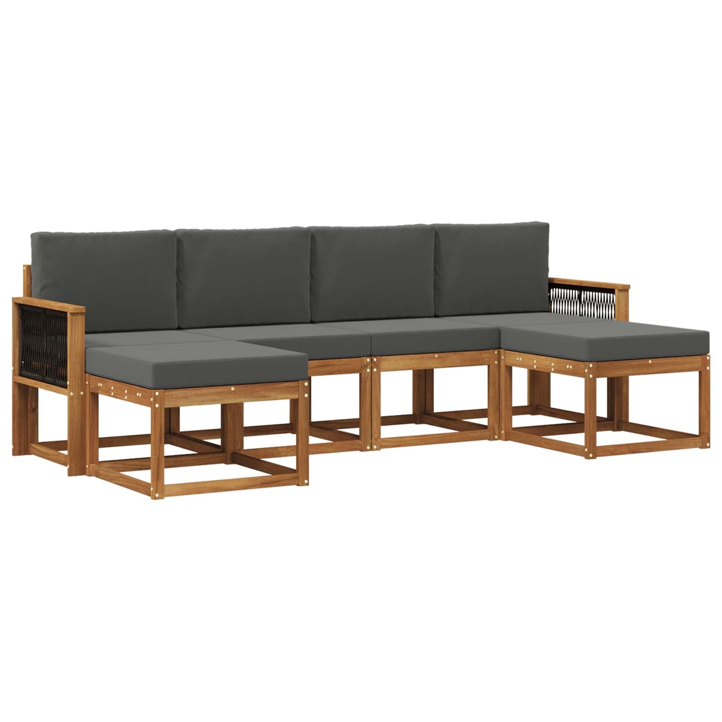 vidaXL Σειρά Καναπέ Εξωτερικού 6 pcs Φυσικό και Ανθρακί Πολυεστέρας