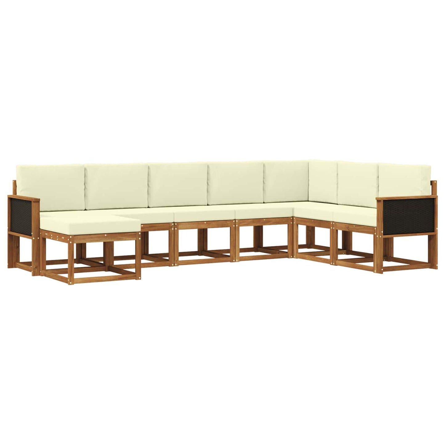 vidaXL Σειρά Καναπέ Εξωτερικού με μαξιλάρι 8 pcs Φυσικό και Κρέμα