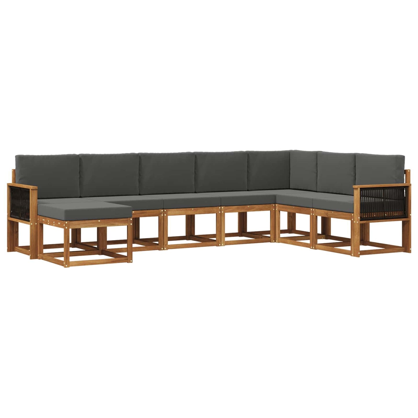 vidaXL Σειρά Καναπέ Εξωτερικού 8 pcs Φυσικό και Ανθρακί