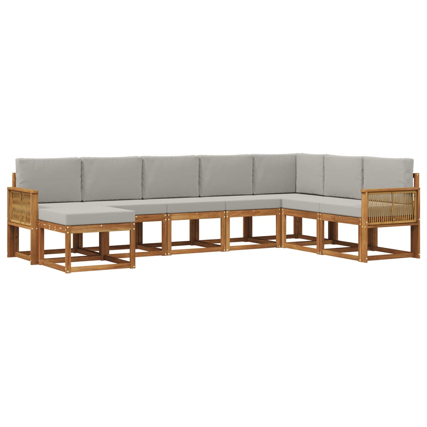 vidaXL Σειρά Καναπέ Εξωτερικού 8 pcs Φυσικό και Ανοιχτό Γκρι
