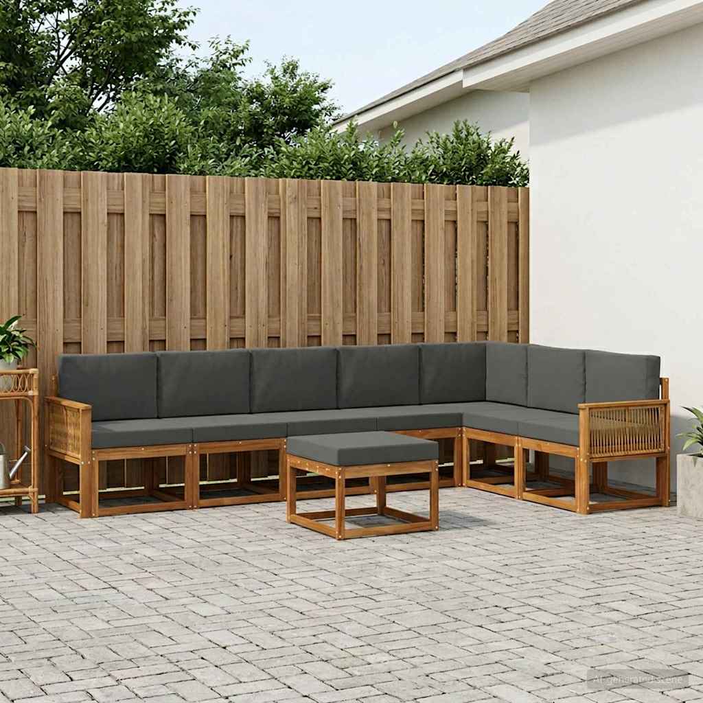 vidaXL Σειρά Καναπέ Εξωτερικού με μαξιλάρι 8 pcs Φυσικό και Ανθρακί