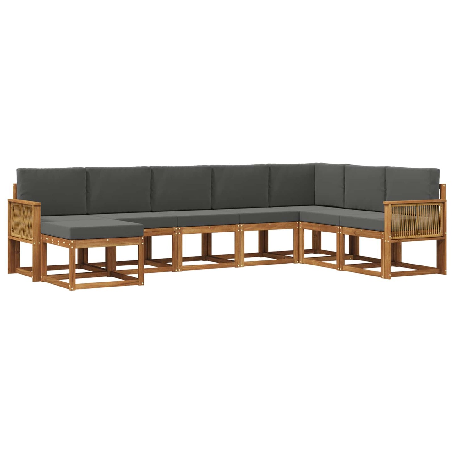 vidaXL Σειρά Καναπέ Εξωτερικού με μαξιλάρι 8 pcs Φυσικό και Ανθρακί