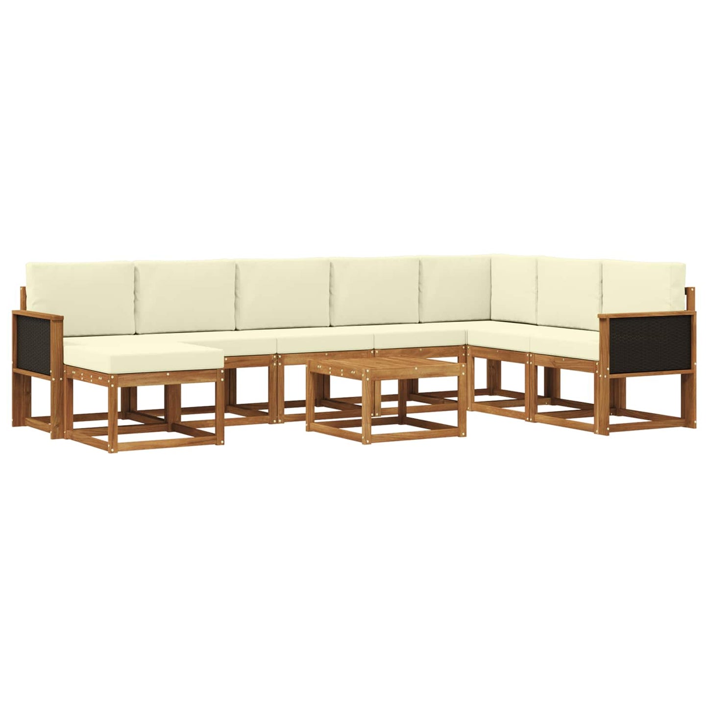 vidaXL Σειρά Καναπέ Εξωτερικού με μαξιλάρι 9 pcs Φυσικό και Κρέμα