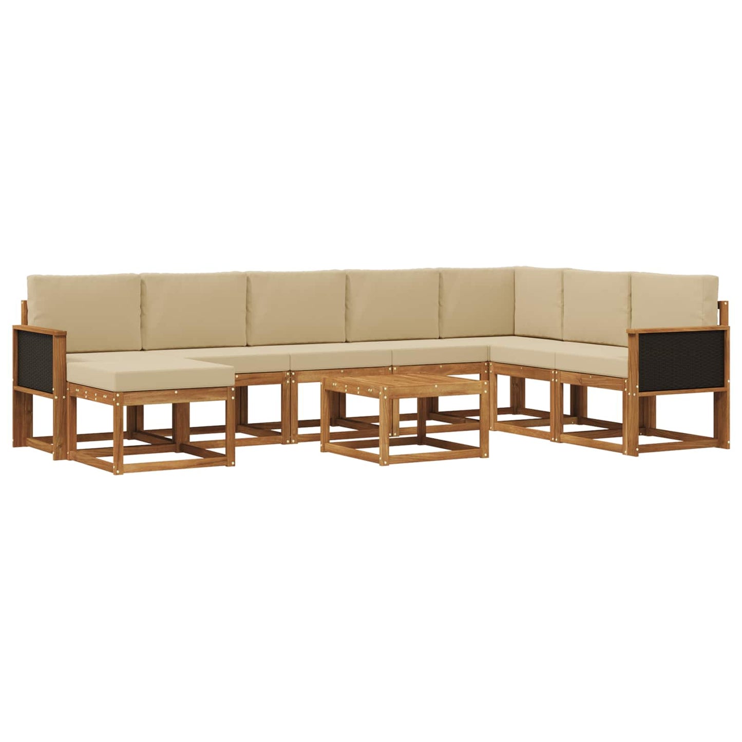 vidaXL Σειρά Καναπέ Εξωτερικού με μαξιλάρι 9 pcs Φυσικό και Μπεζ