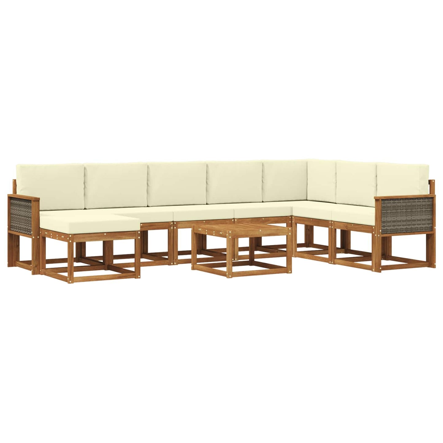 vidaXL Σειρά Καναπέ Εξωτερικού με μαξιλάρι 9 pcs Φυσικό και Κρέμα