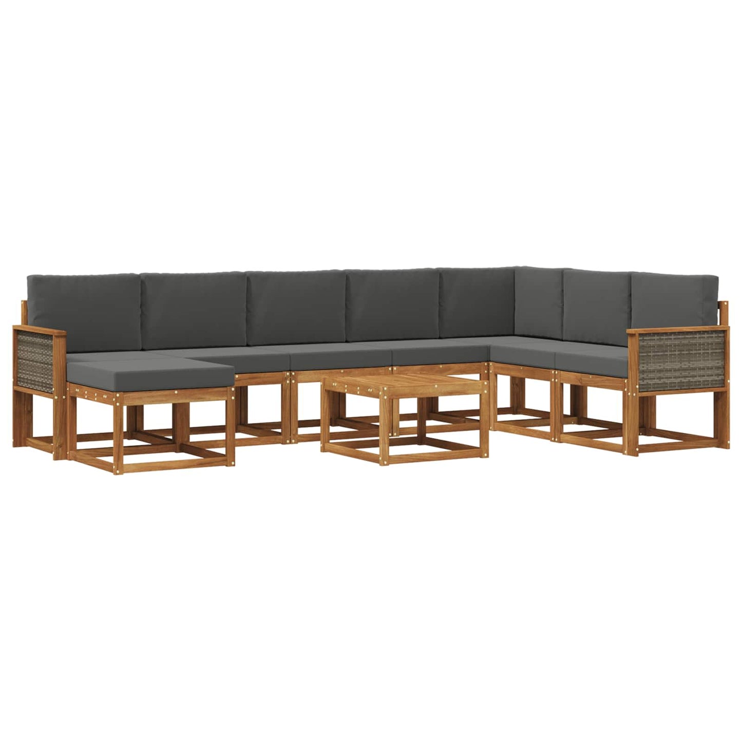 vidaXL Σειρά Καναπέ Εξωτερικού με μαξιλάρι 9 pcs Φυσικό και Ανθρακί