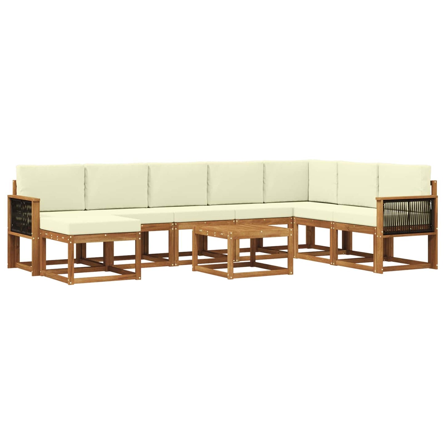 vidaXL Σειρά Καναπέ Εξωτερικού με μαξιλάρι 9 pcs Φυσικό και Κρέμα