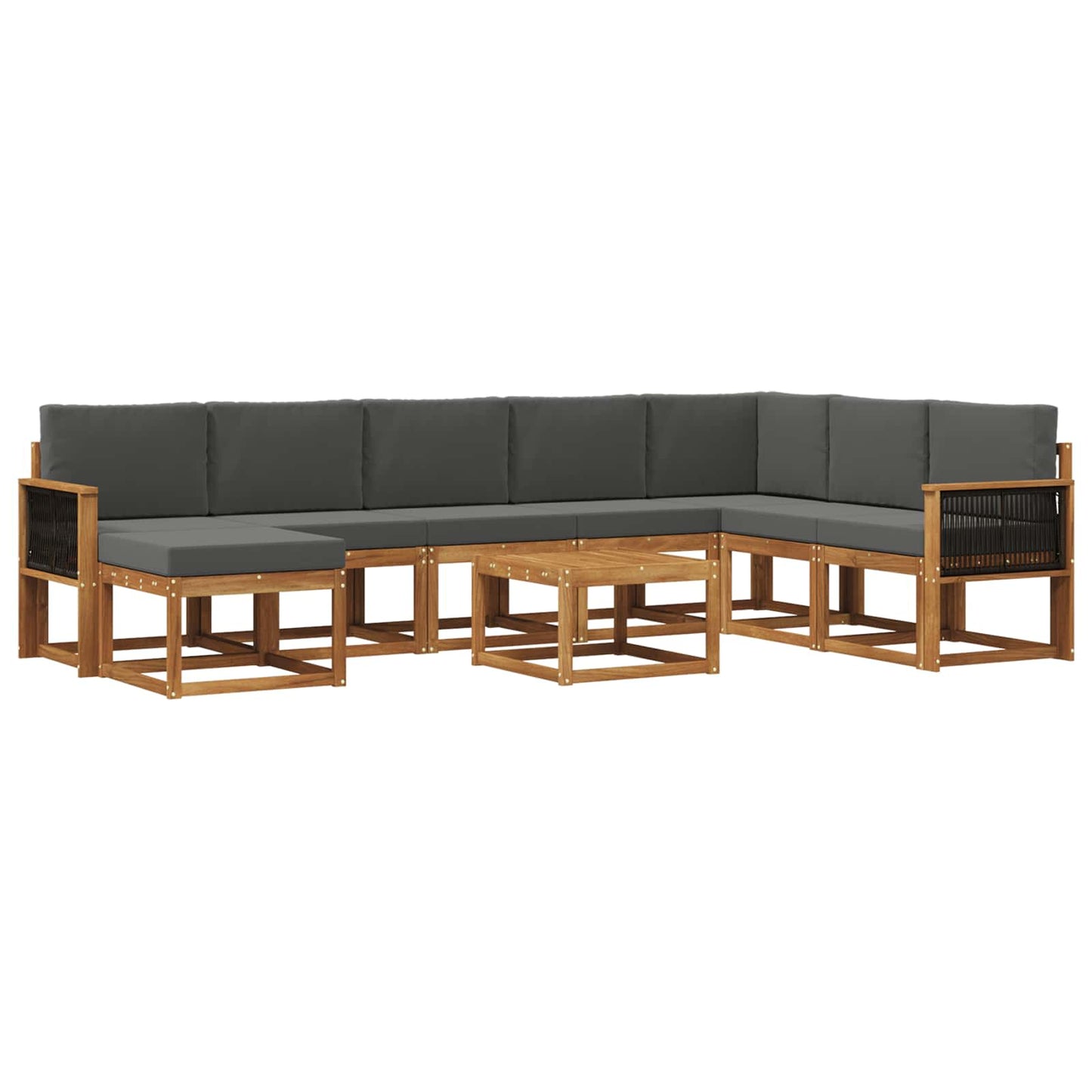 vidaXL Σειρά Καναπέ Εξωτερικού με μαξιλάρι 9 pcs Φυσικό και Ανθρακί