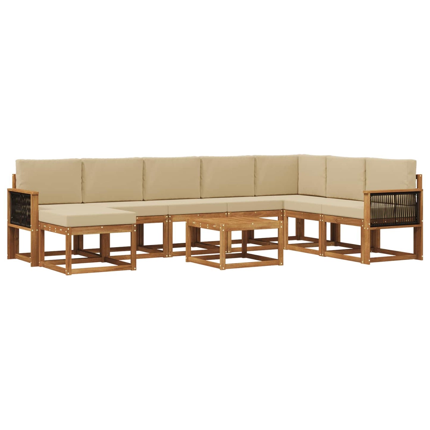 vidaXL Σειρά Καναπέ Εξωτερικού με μαξιλάρι 9 pcs Φυσικό και Μπεζ