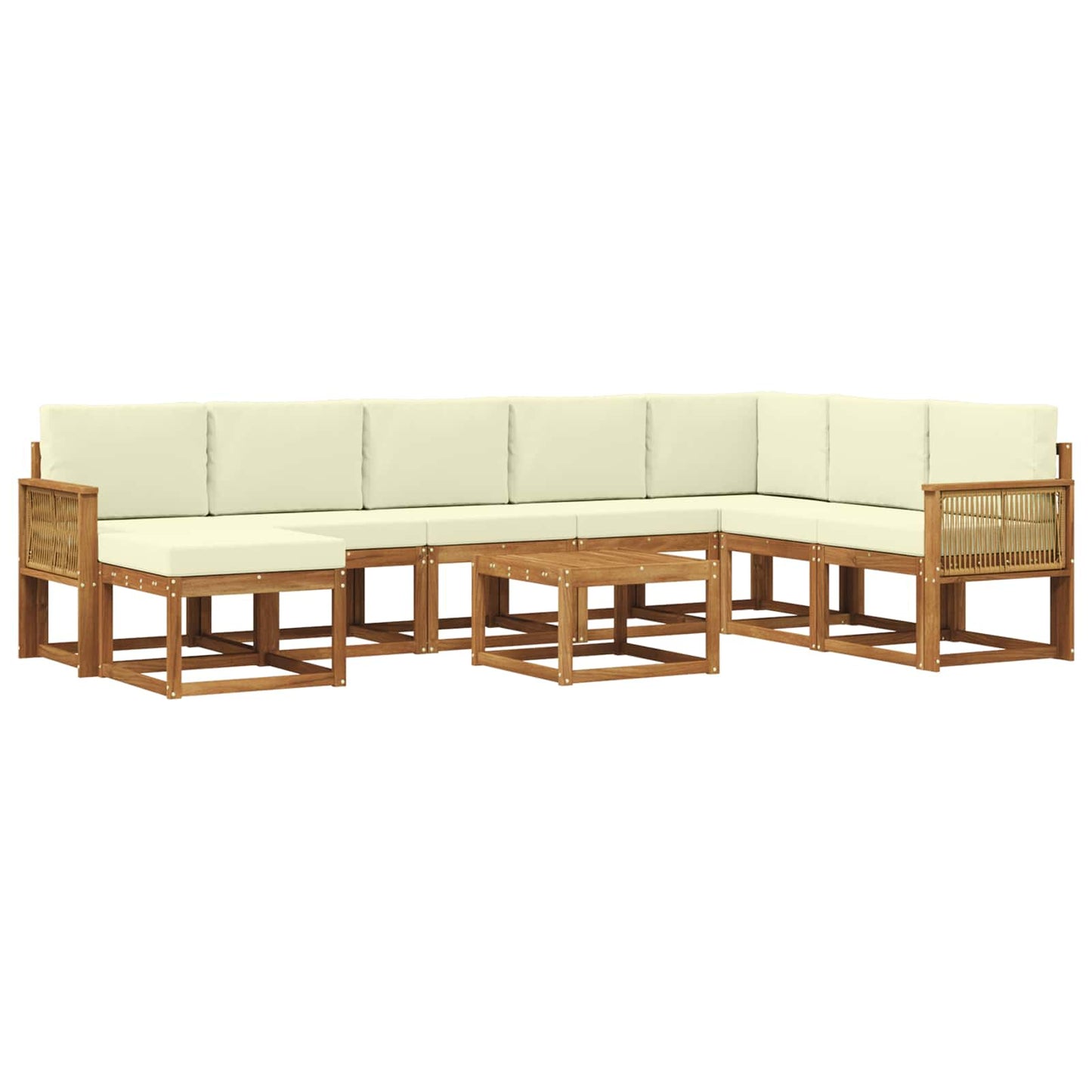 vidaXL Σειρά Καναπέ Εξωτερικού με μαξιλάρι 9 pcs Φυσικό και Κρέμα