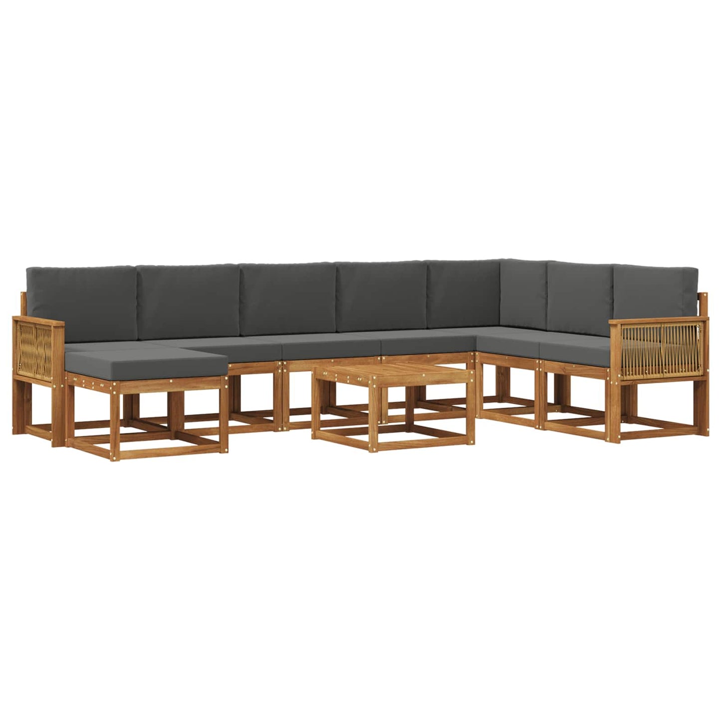 vidaXL Σειρά Καναπέ Εξωτερικού με μαξιλάρι 9 pcs Φυσικό και Ανθρακί