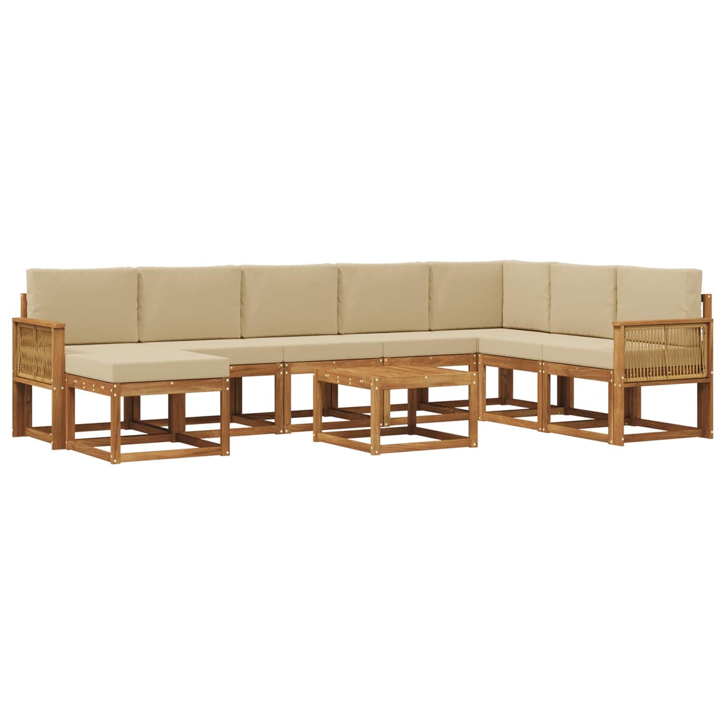 vidaXL Σειρά Καναπέ Εξωτερικού με μαξιλάρι 9 pcs Φυσικό και Μπεζ