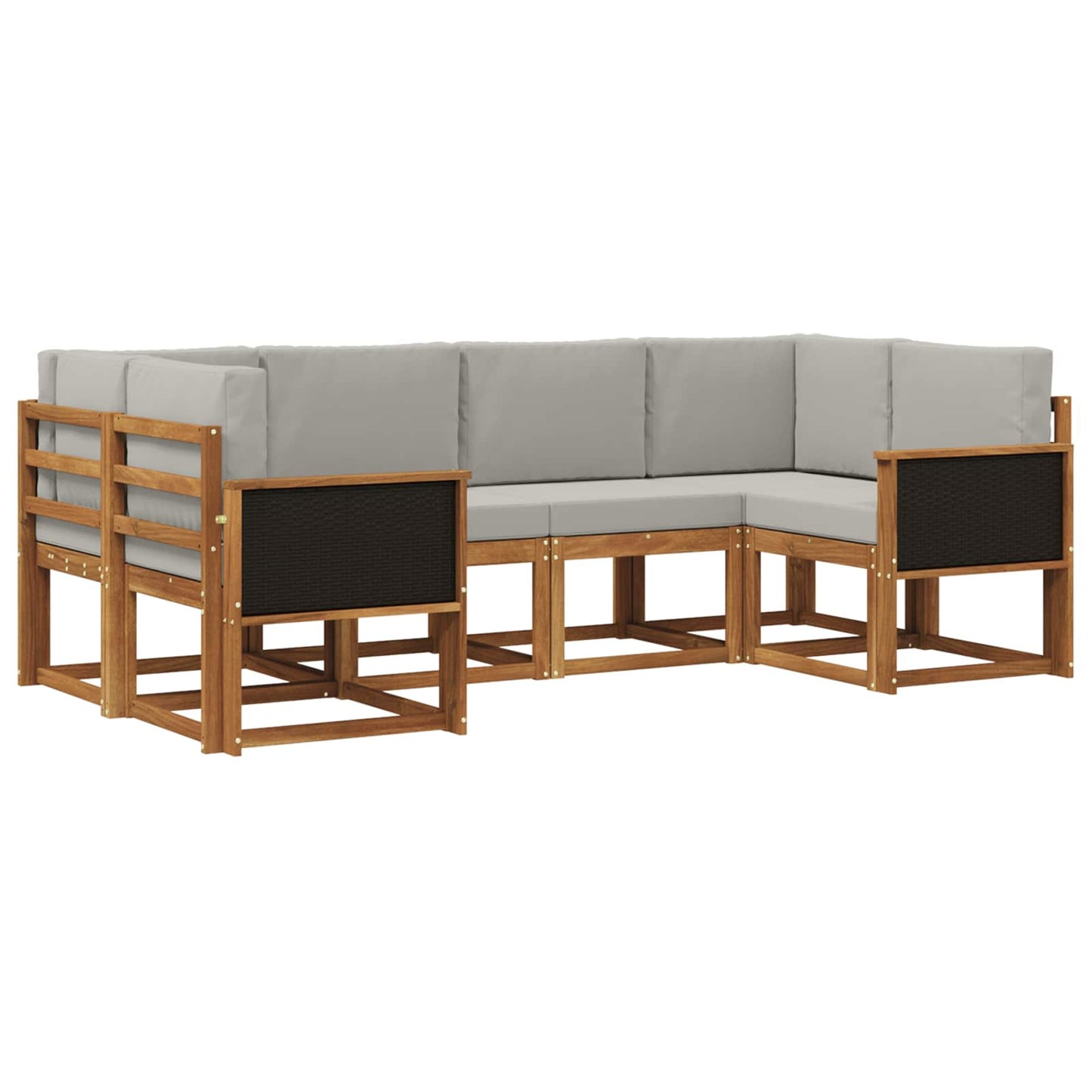 vidaXL Σειρά Καναπέ Εξωτερικού 6 pcs Φυσικό και Ανοιχτό Γκρι