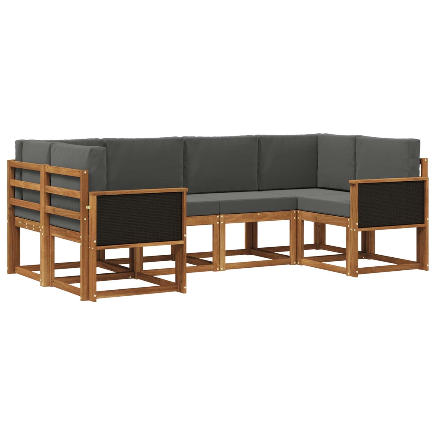 vidaXL Σειρά Καναπέ Εξωτερικού με μαξιλάρι 6 pcs Φυσικό και Ανθρακί