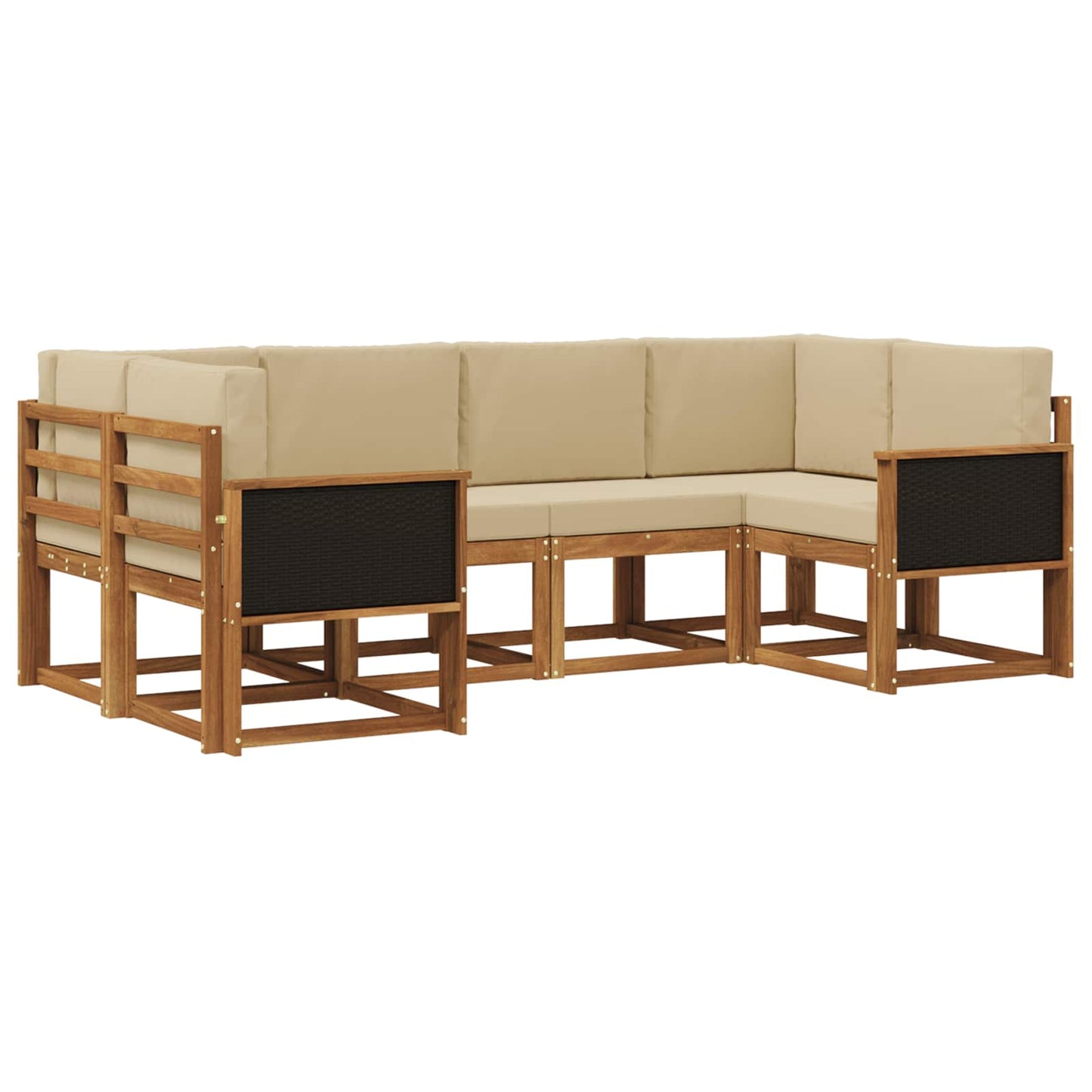 vidaXL Σειρά Καναπέ Εξωτερικού με μαξιλάρι 6 pcs Φυσικό και Μπεζ