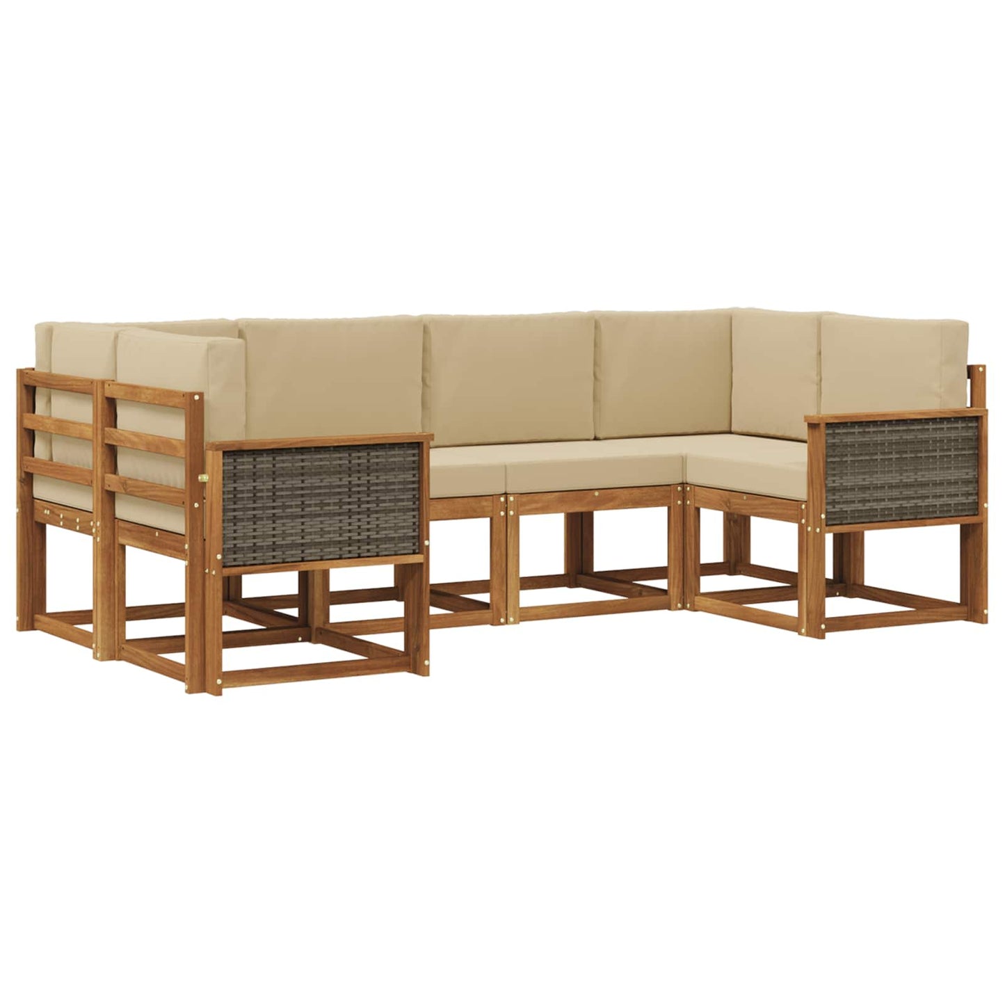 vidaXL Σειρά Καναπέ Εξωτερικού με μαξιλάρι 6 pcs Φυσικό και Μπεζ