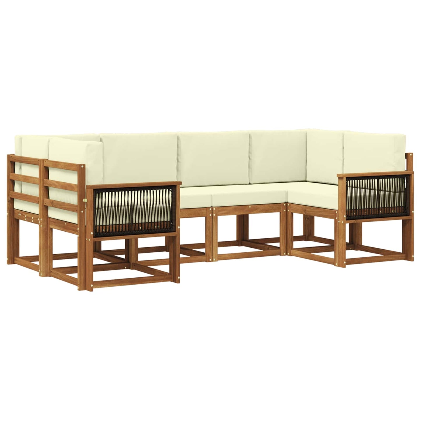 vidaXL Σειρά Καναπέ Εξωτερικού με μαξιλάρι 6 pcs Φυσικό και Κρέμα