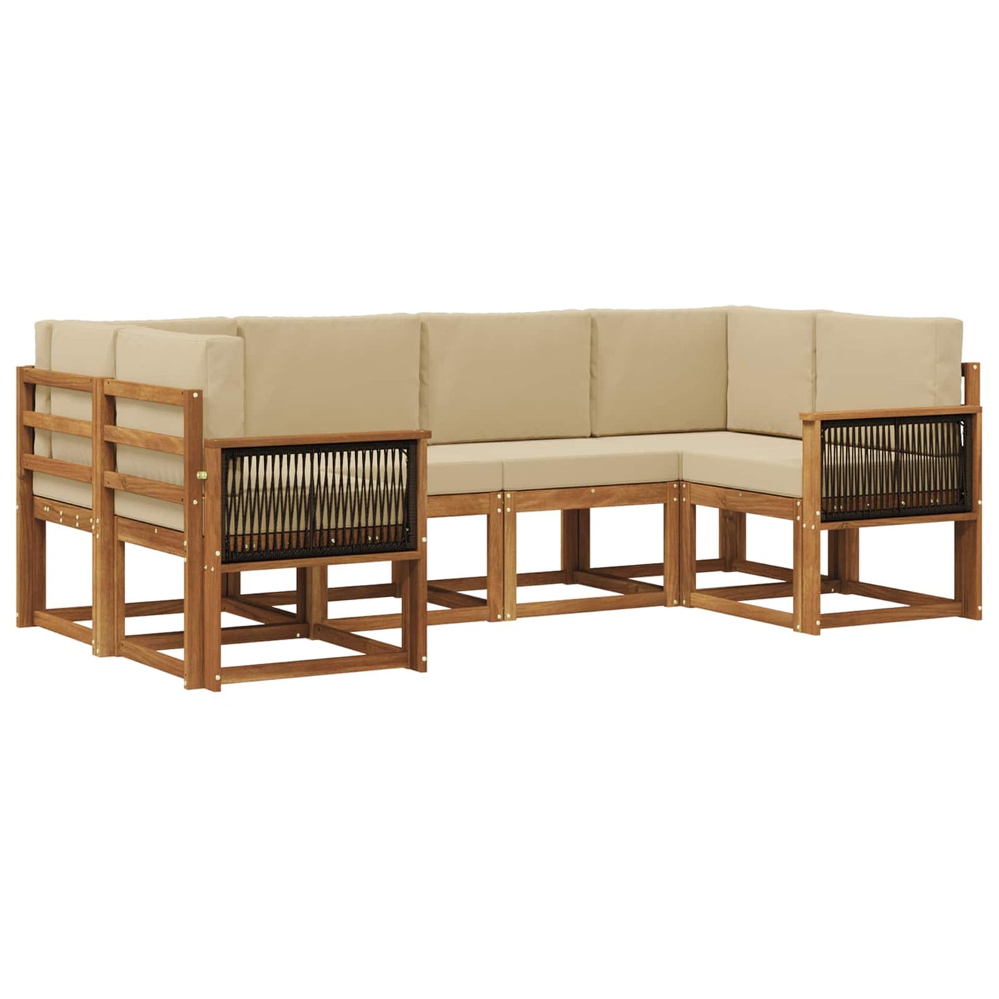 vidaXL Σειρά Καναπέ Εξωτερικού με μαξιλάρι 6 pcs Φυσικό και Μπεζ