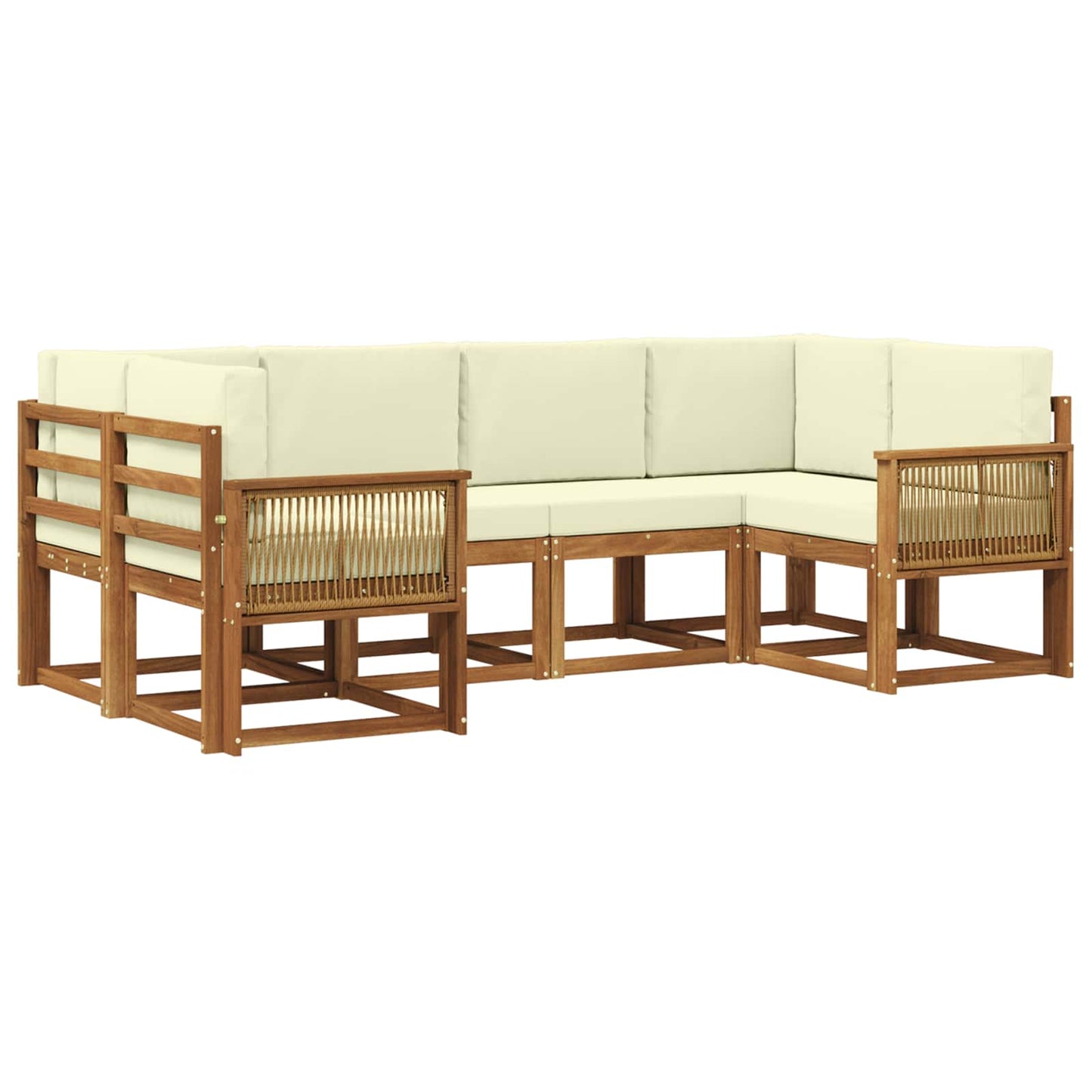 vidaXL Σειρά Καναπέ Εξωτερικού με μαξιλάρι 6 pcs Φυσικό και Κρέμα