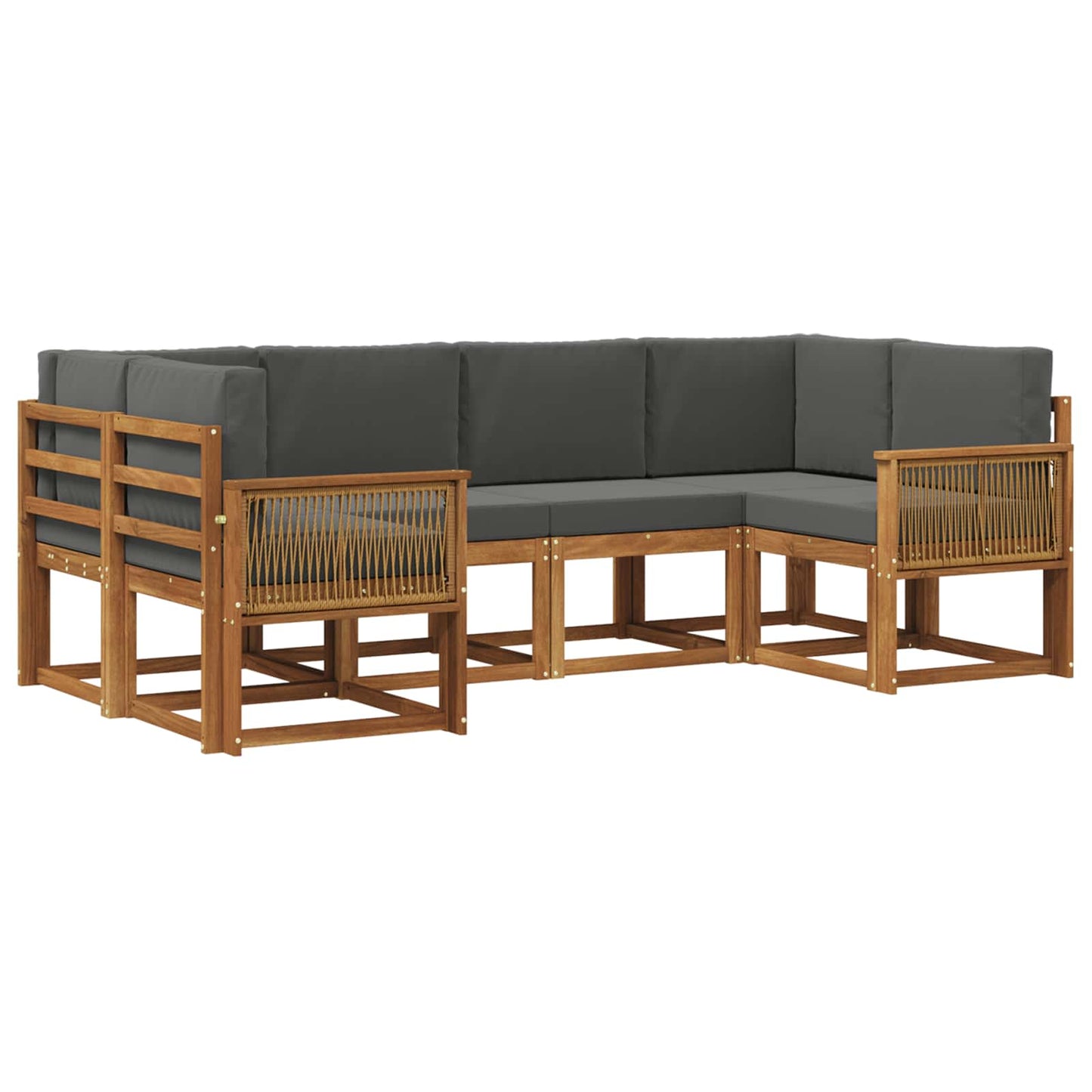 vidaXL Σειρά Καναπέ Εξωτερικού με μαξιλάρι 6 pcs Φυσικό και Ανθρακί