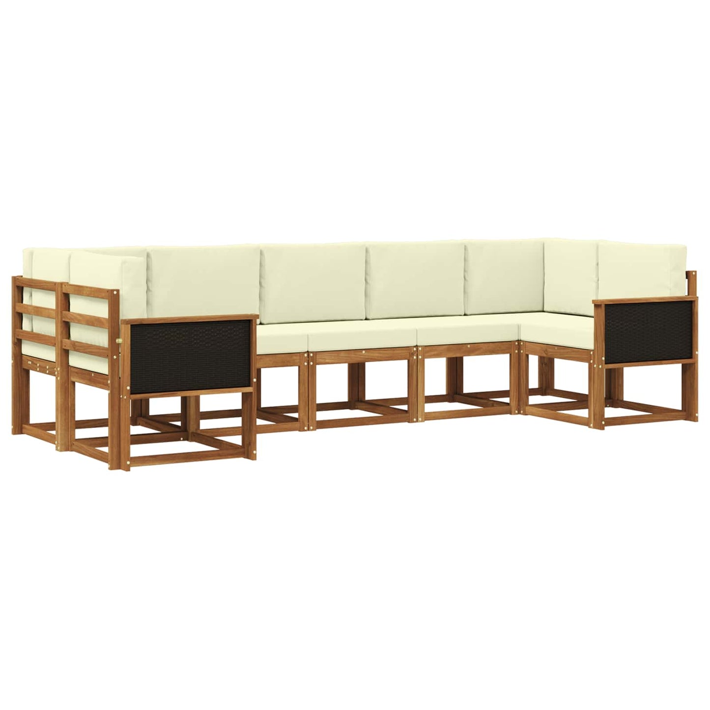 vidaXL Σειρά Καναπέ Εξωτερικού με μαξιλάρι 7 pcs Φυσικό και Κρέμα