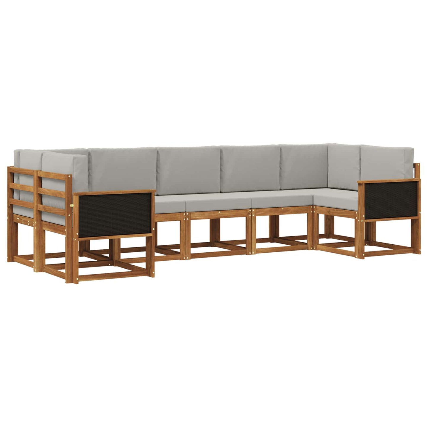 vidaXL Σειρά Καναπέ Εξωτερικού 7 pcs Φυσικό και Ανοιχτό Γκρι